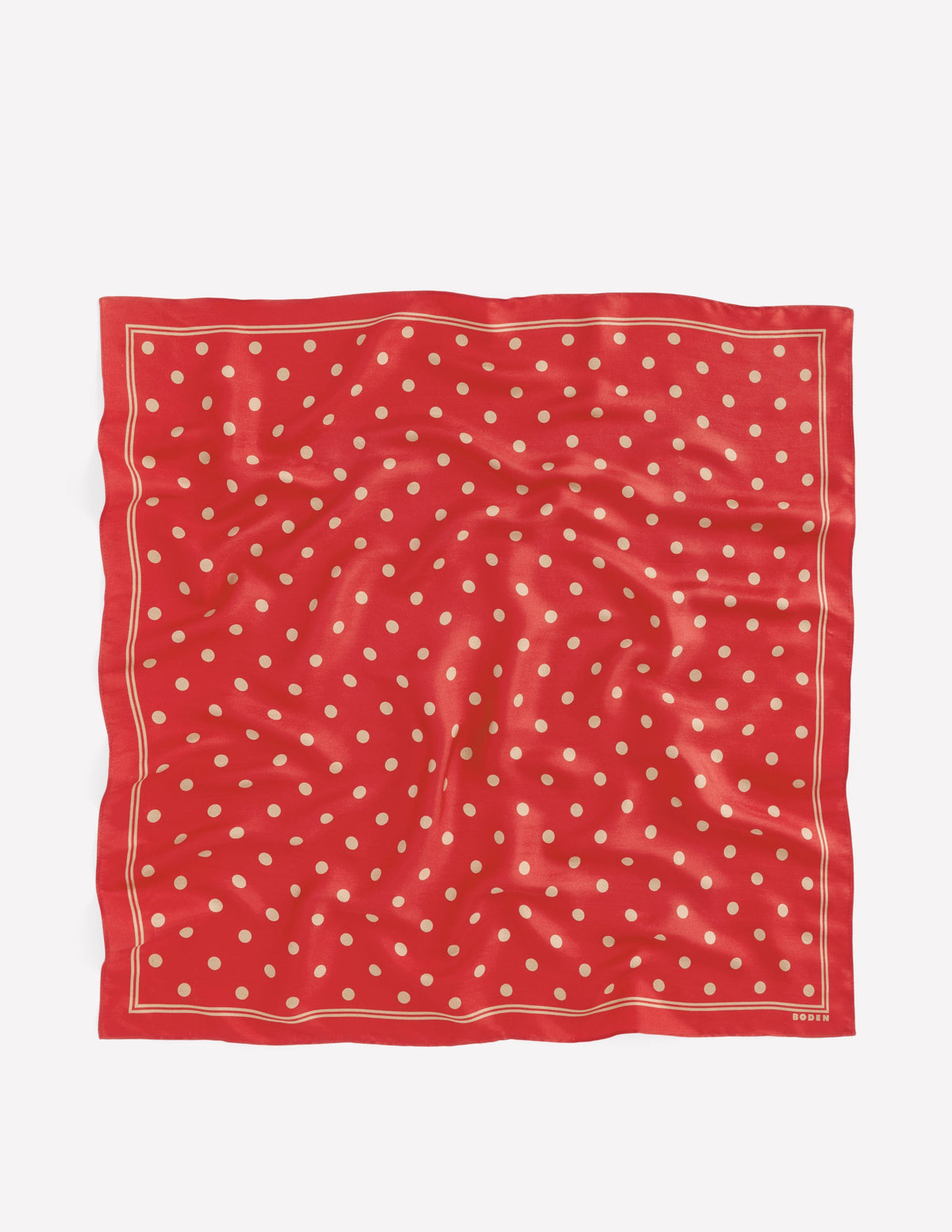 Elisabeth Quadratischer Seidenschal-Rot, Camel Punkte - Image 4