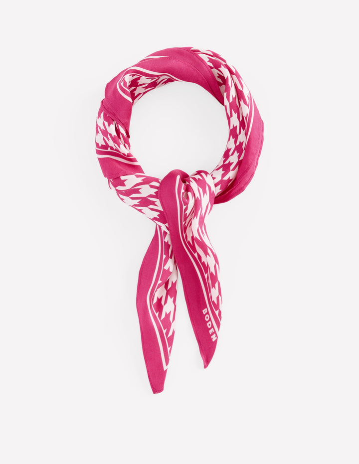 Elisabeth Quadratischer Seidenschal-Rosa Pfingstrose, Hahnentrittmuster