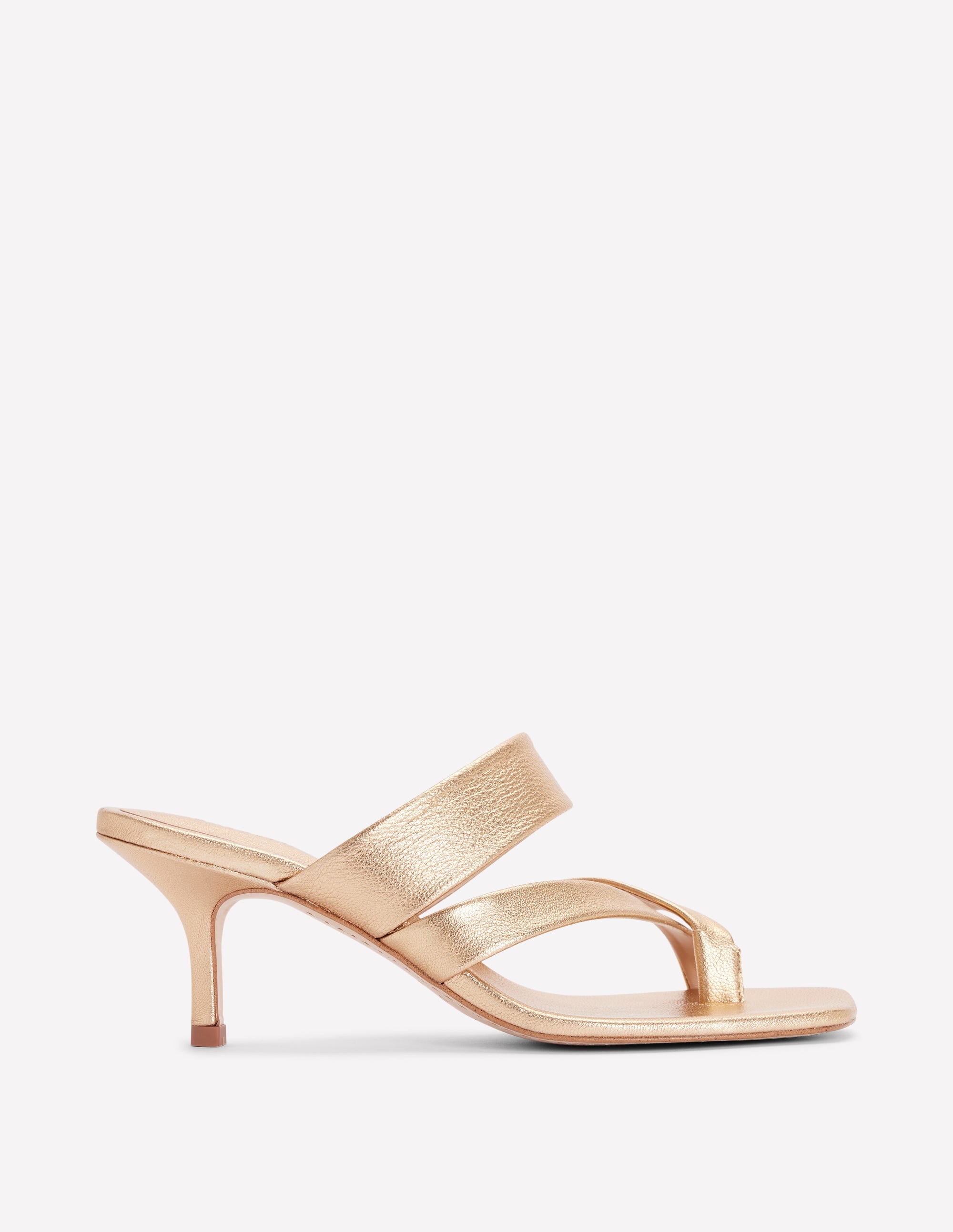 Zehenstegsandalen mit Kitten-Absatz-Gold - Image 1