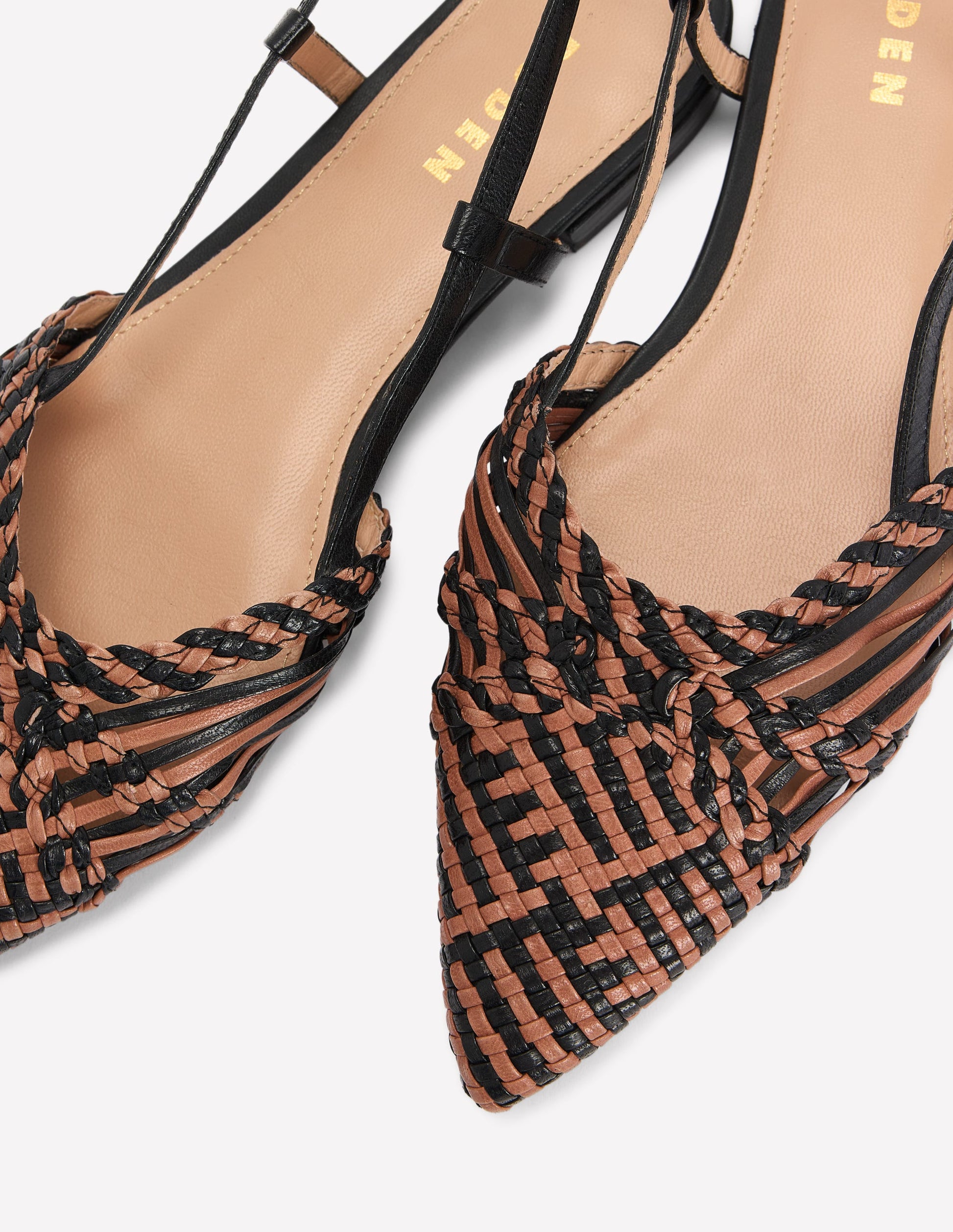 Woven Detail Pointed Flats-Black/ Neutral-4