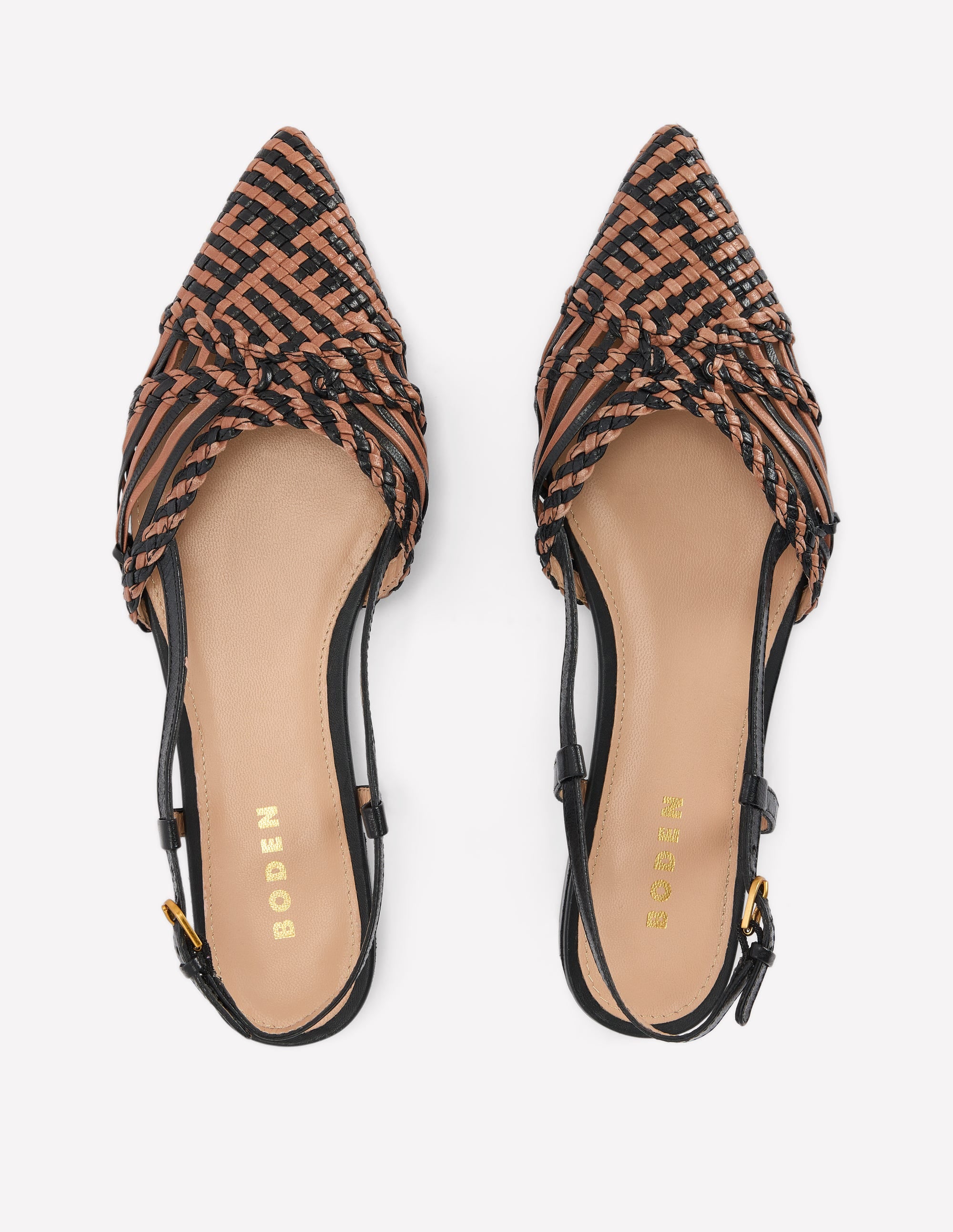 Woven Detail Pointed Flats-Black/ Neutral - Image 5