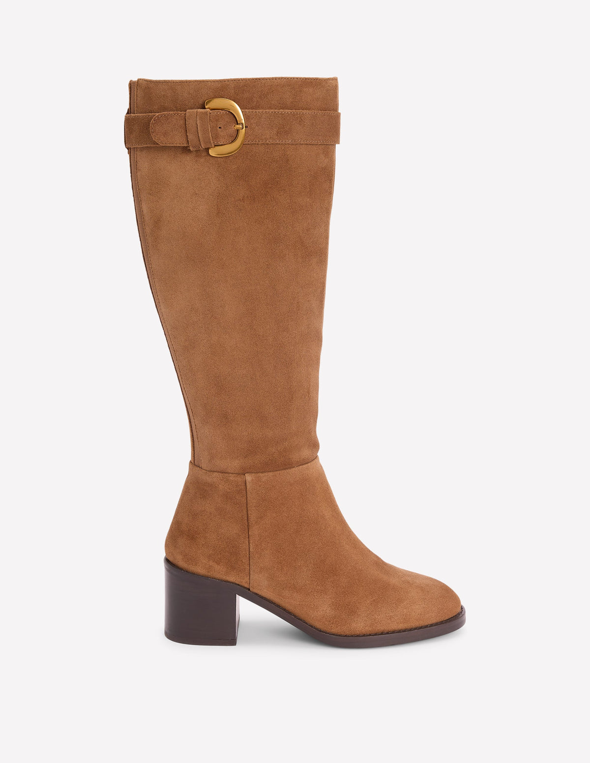 Buckle Detail Knee Boots-Cognac - Image 1