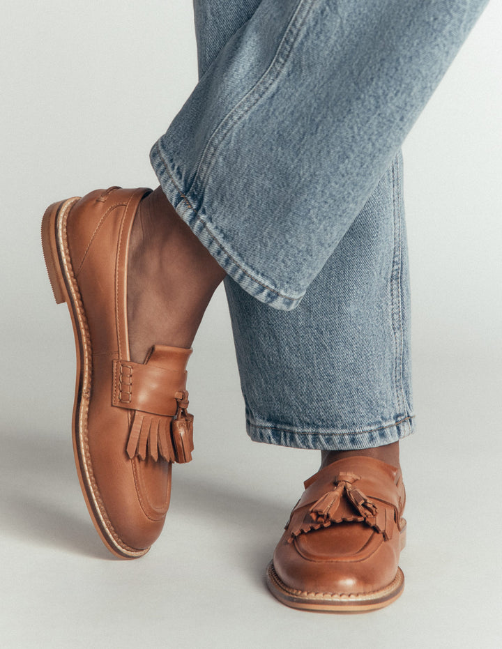 Nya Flache Ghillie-Loafer-Hellbraun