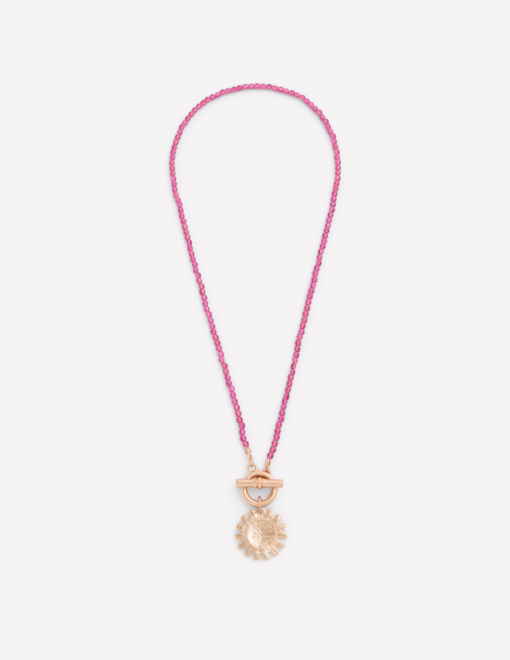 Metall-Halskette mit Perlen-ROSA - Image 1