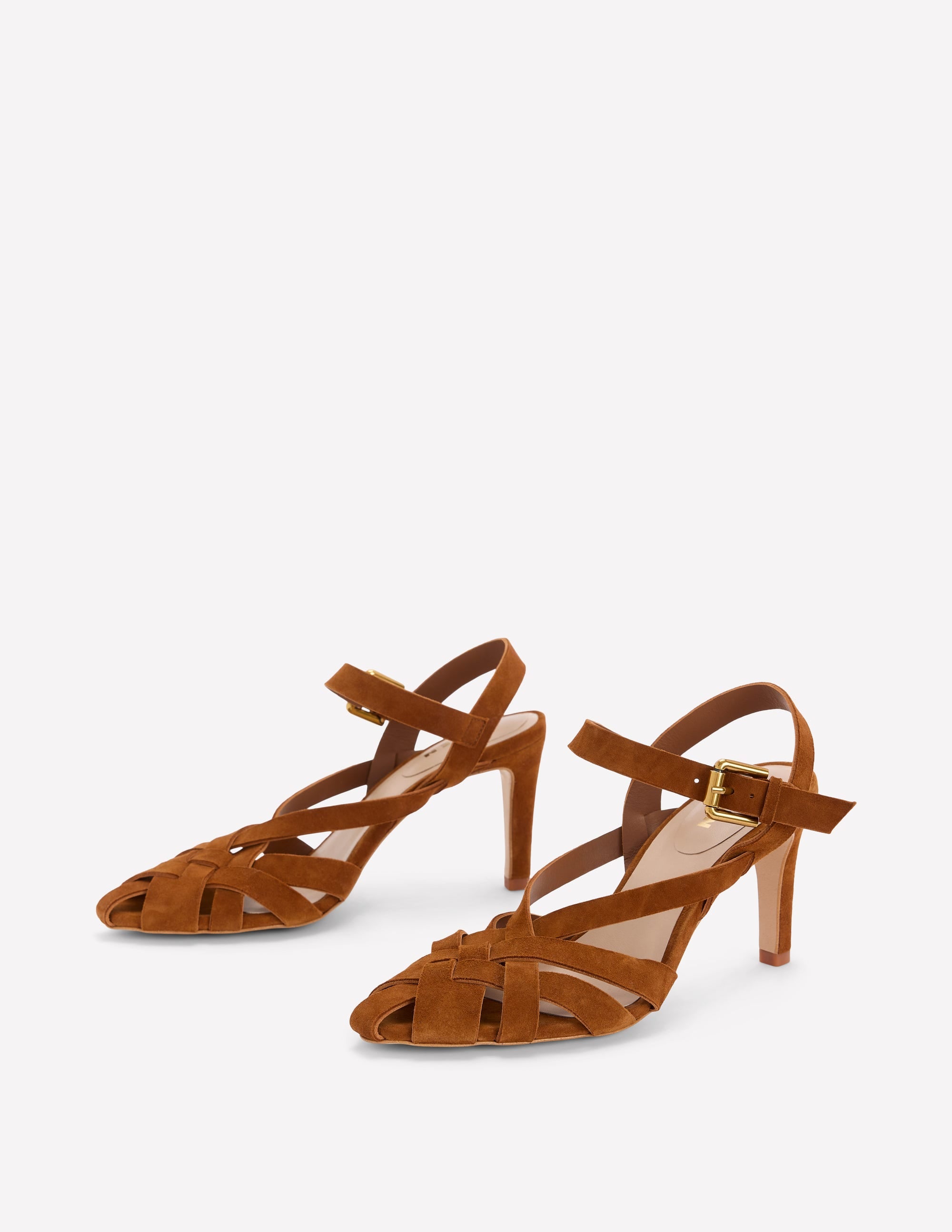 Slotted Strap Heeled Sandals-Tan - Image 3
