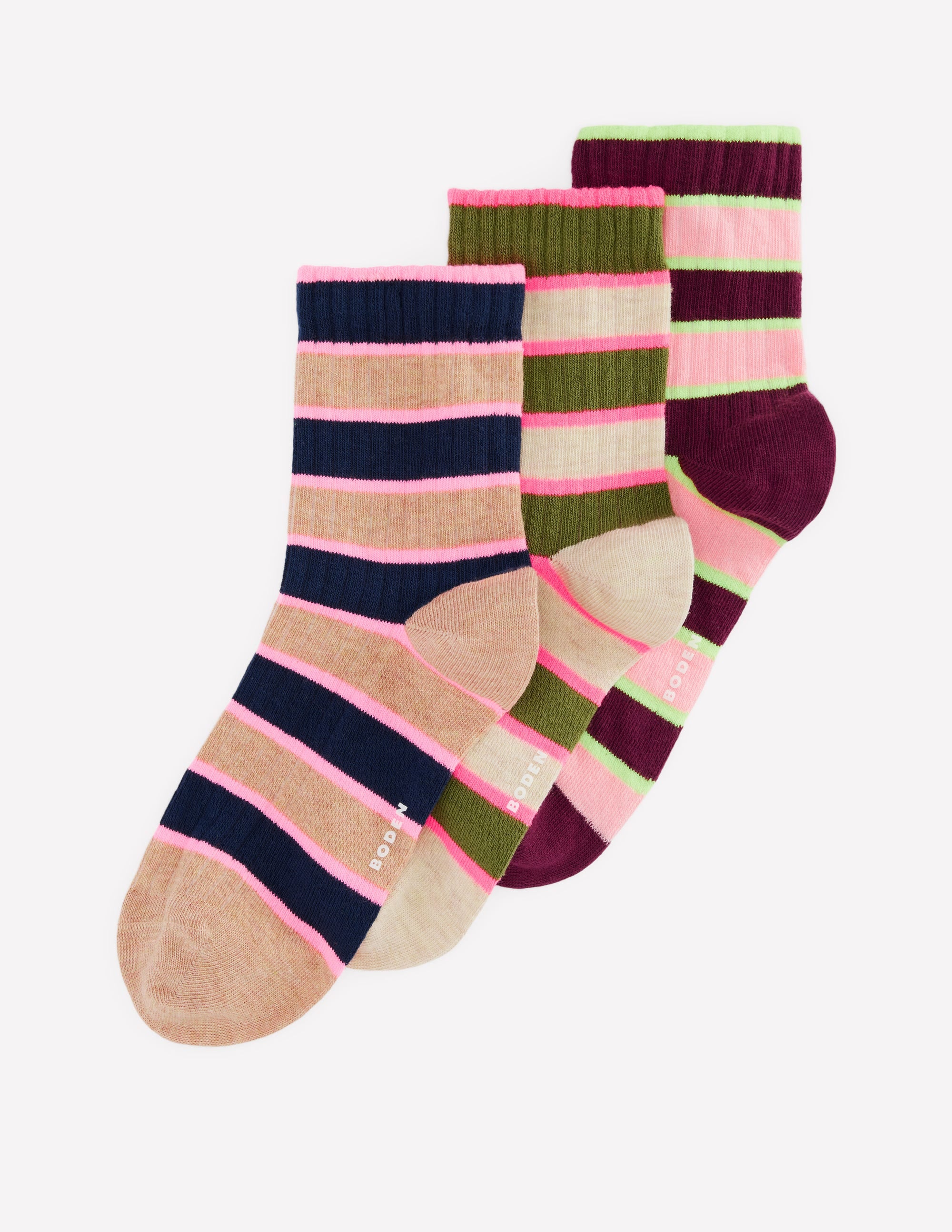 Neon Pop Stripe Socks 3-pack-Neon Stripe - Image 1