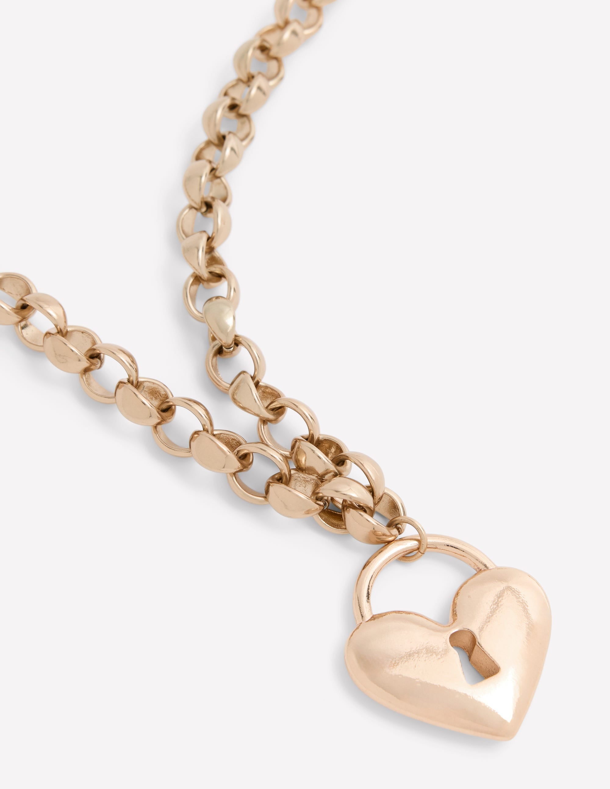 Breite Halskette mit Liebesschloss-Gold - Image 3