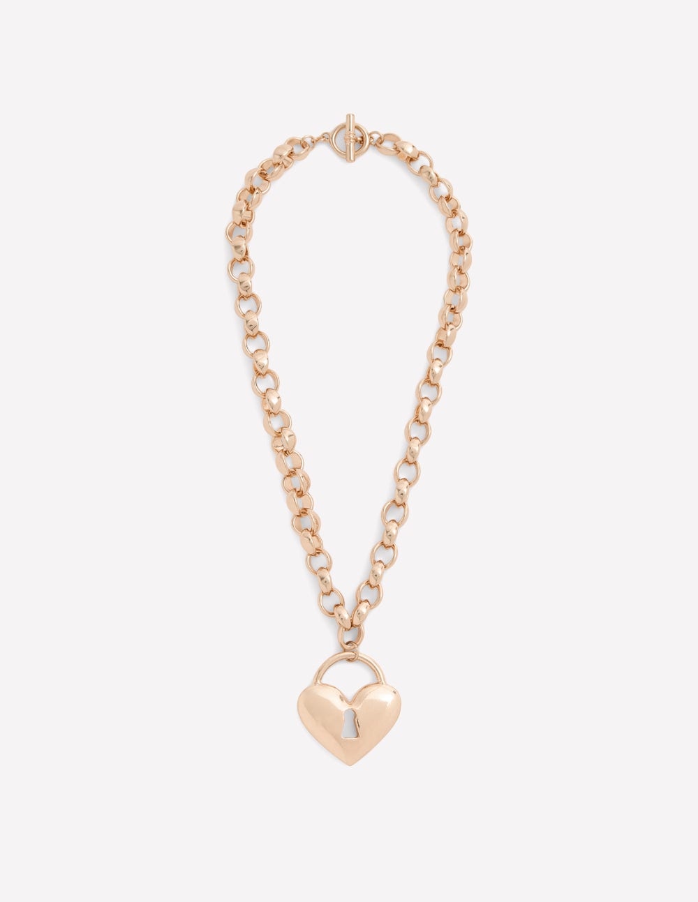 Breite Halskette mit Liebesschloss-Gold-1