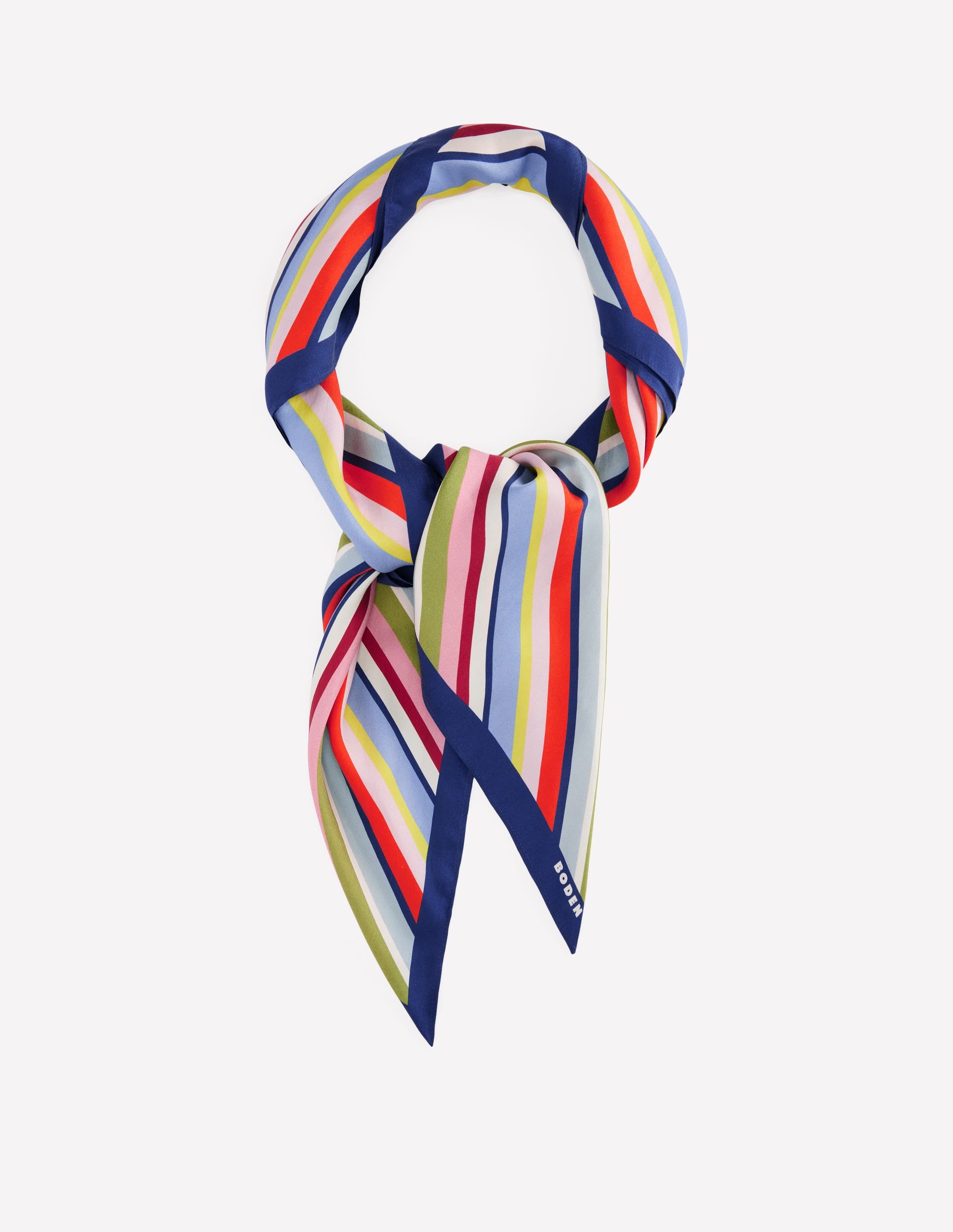 Elisabeth Large Silk Scarf-Multi, Diagonal Rainbow Stripe - Image 1