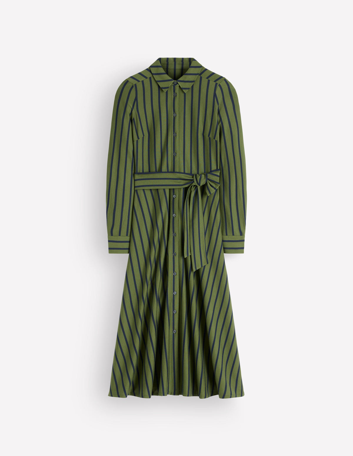 Robe-chemise Marcia en jersey-Rayé ciboulette et bleu marine - Image 6