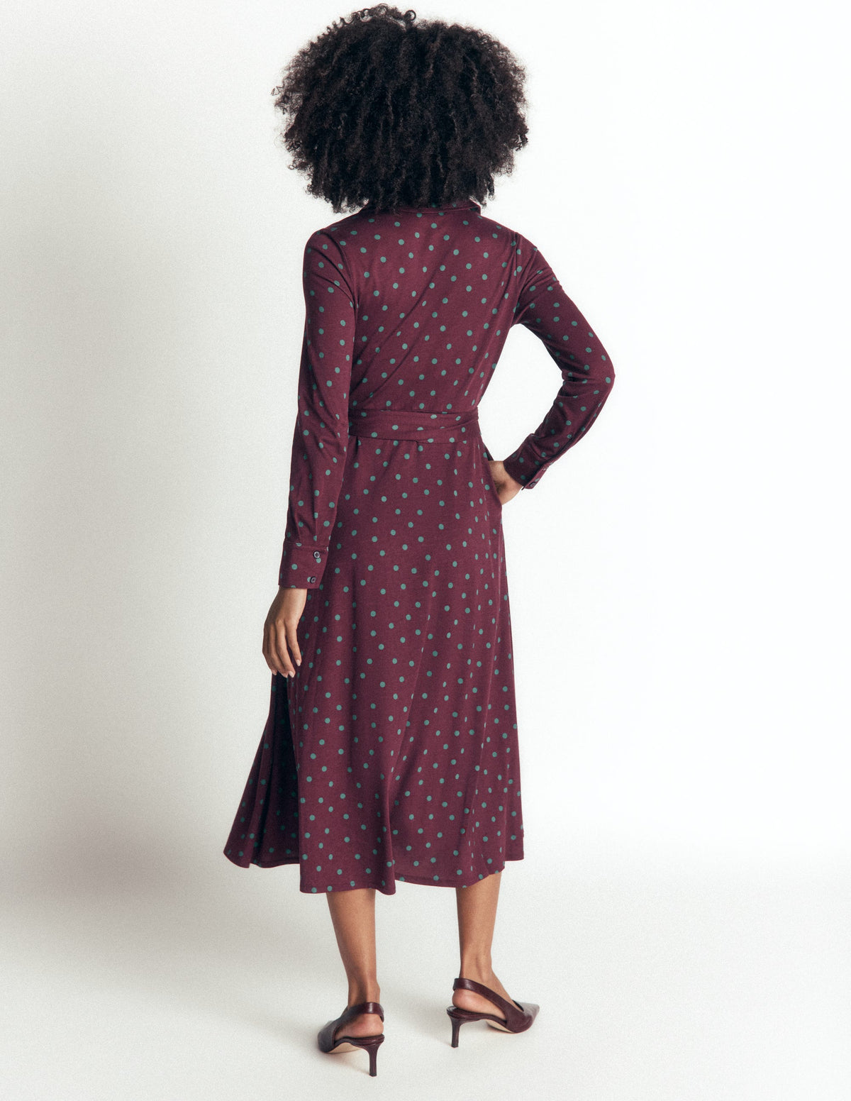 Marcia Jersey-Hemdblusenkleid-Dunkle Kirsche, Boden-Punkte-3