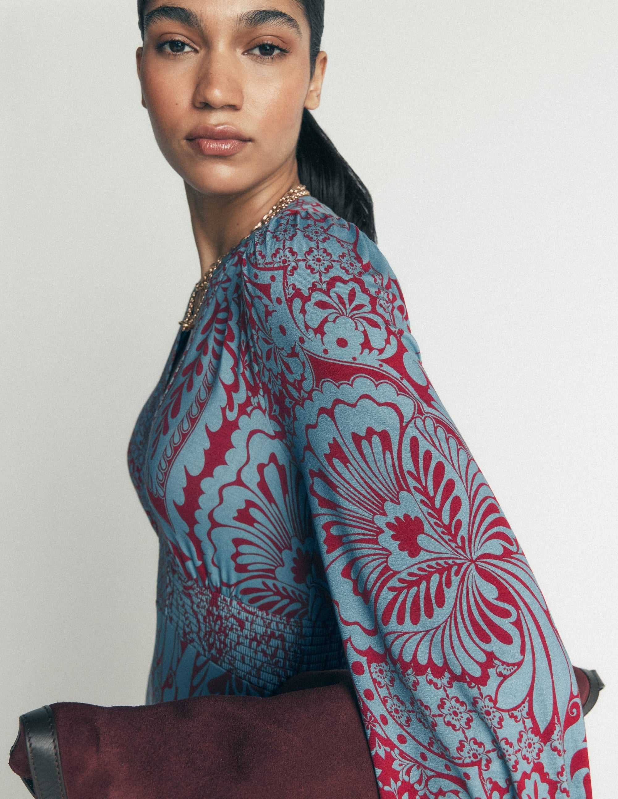 Georgia Jersey-Midikleid-Delphinblau, Botanisch - Image 3
