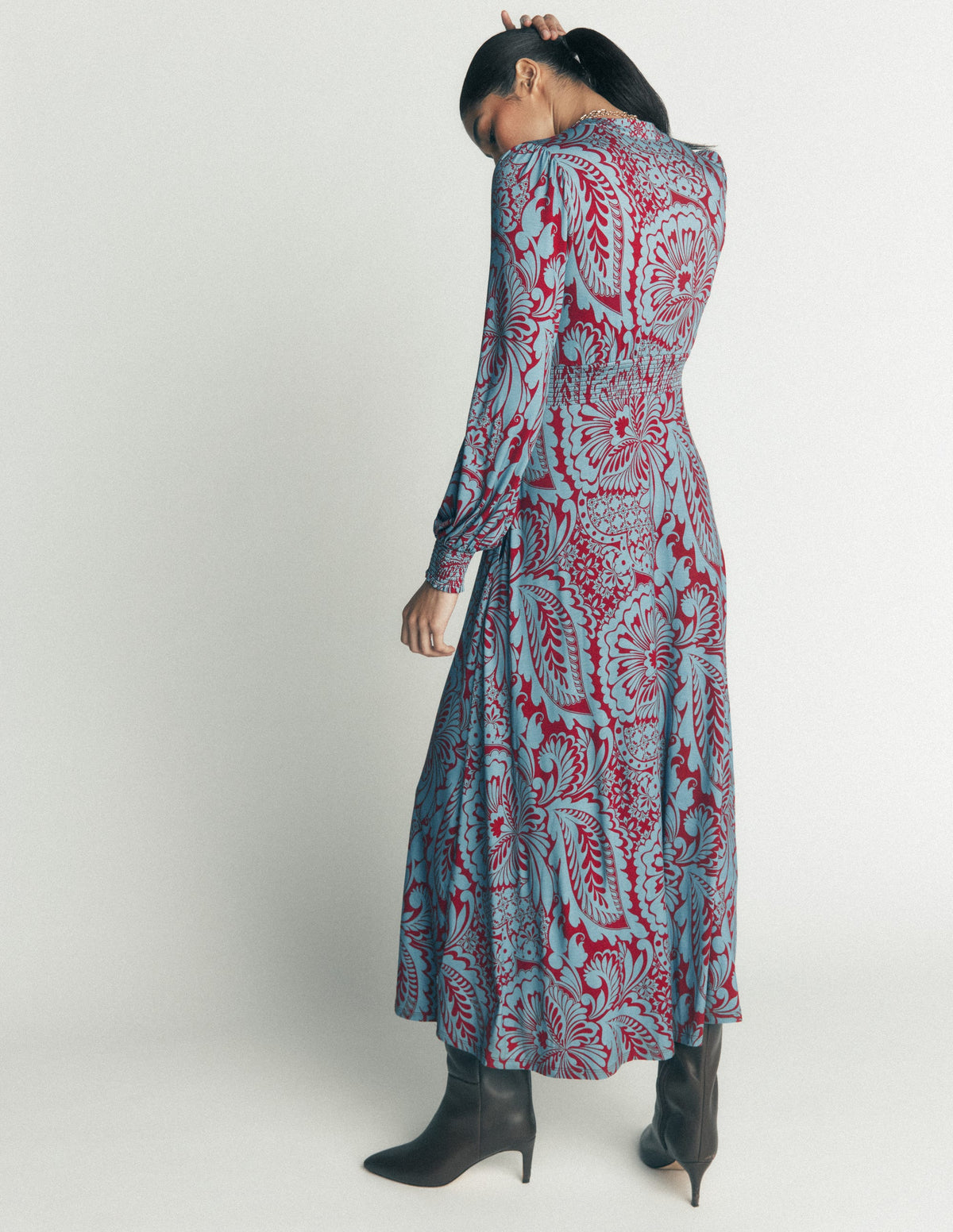 Georgia Jersey-Midikleid-Delphinblau, Botanisch-4