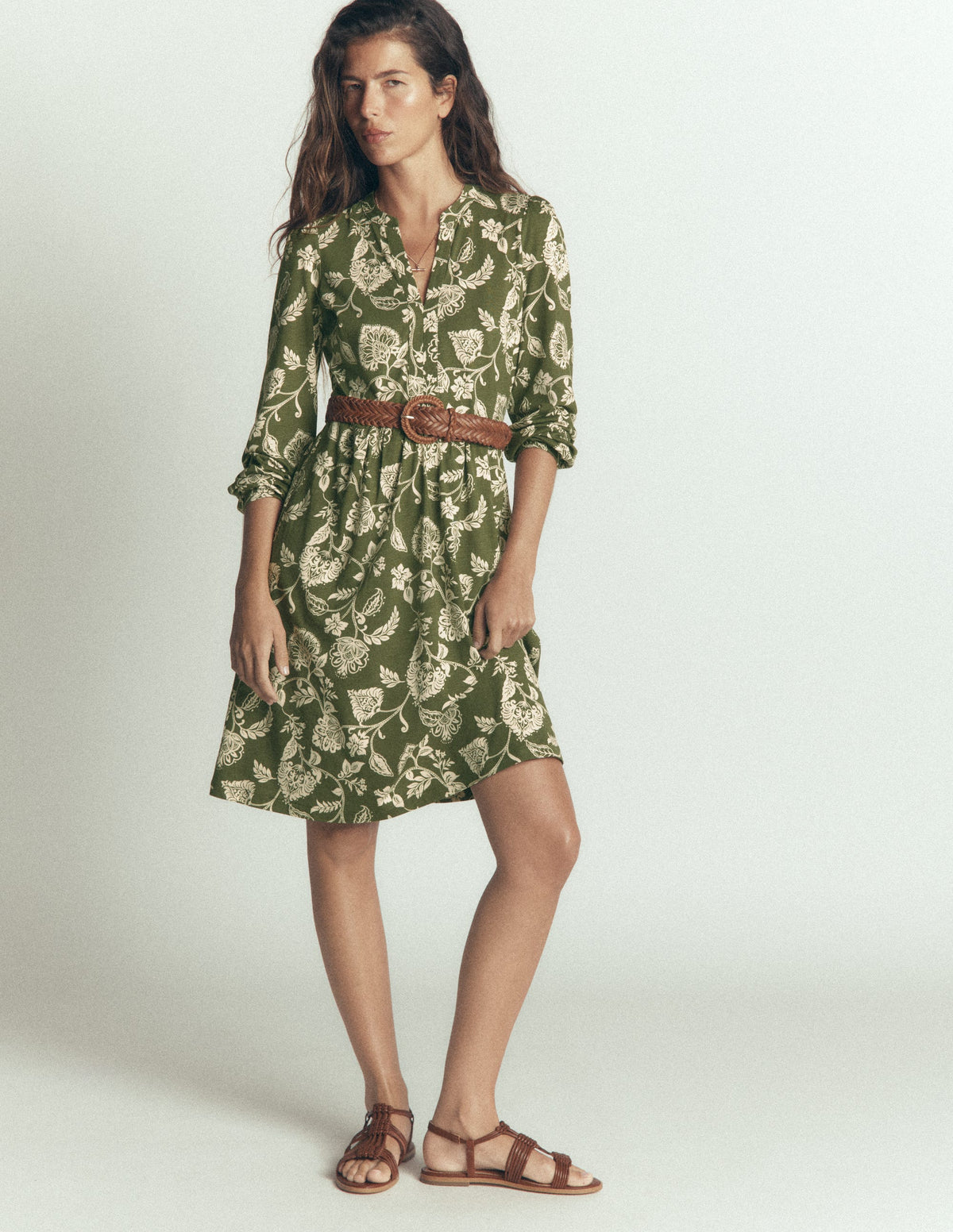 Robe décontractée Naomi en jersey-Vert forêt, motif Planted Meadows-4