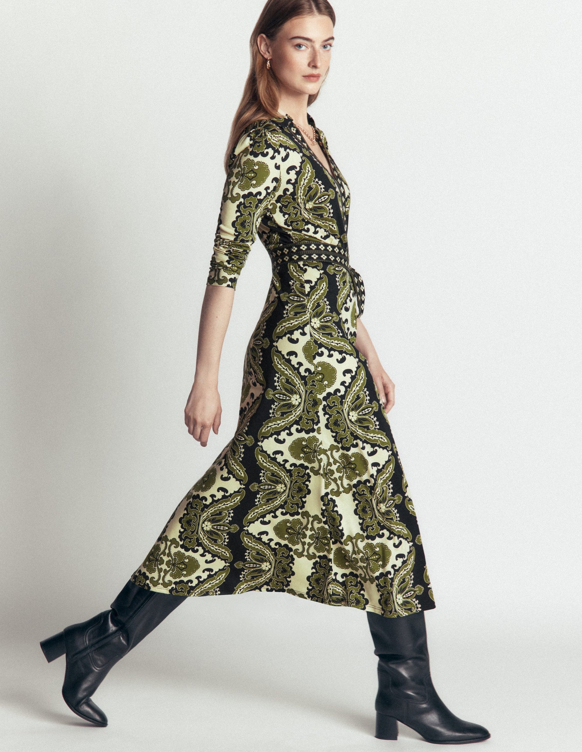 Imogen Collared Jersey Dress-Multi, Blossoming Gardenia-1