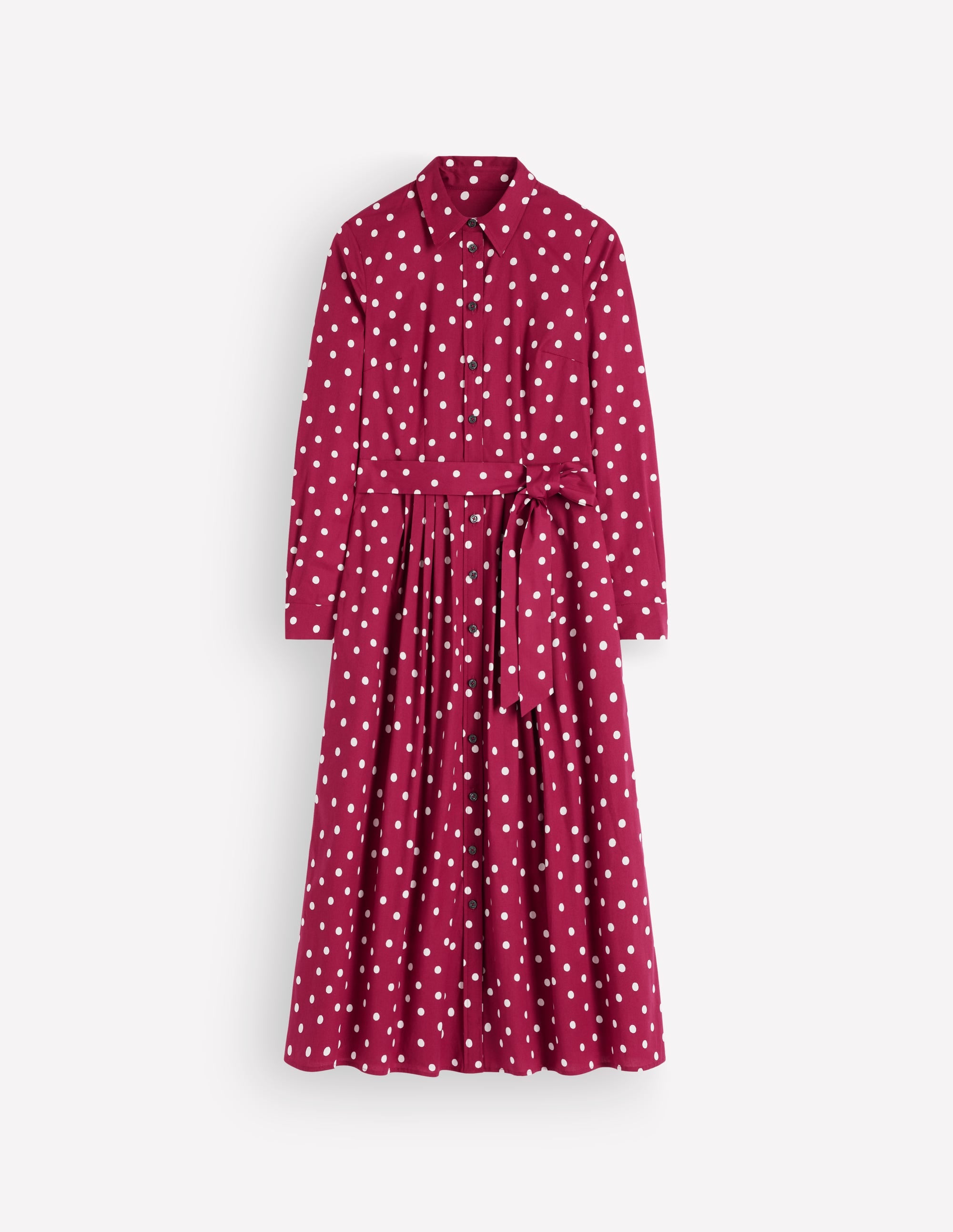 Alexa Midi-Hemdblusenkleid aus Baumwolle-Rubinrot, Boden-Punkte - Image 8