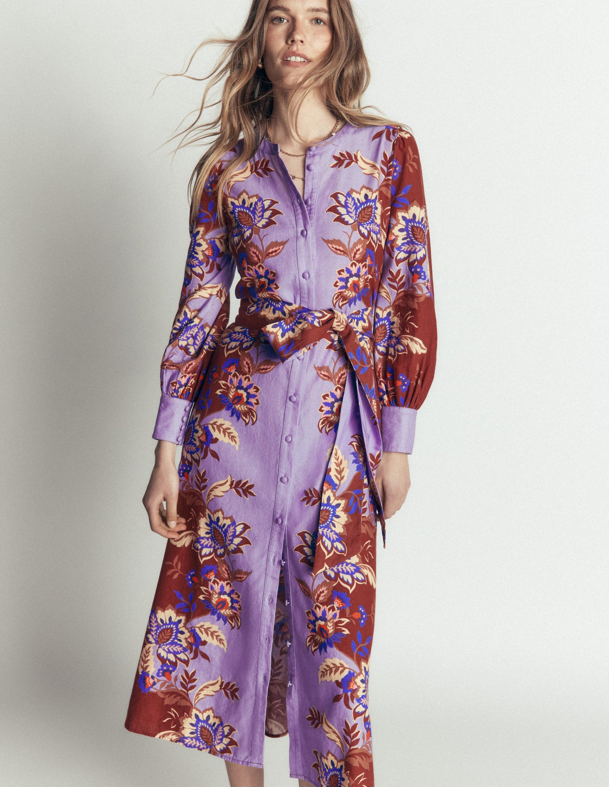 Blouson Sleeve Occasion Dress-Multi, Super Bloom-1