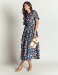 Robe en coton avec cordon de serrage à la taille-Multi, motif Floral Field