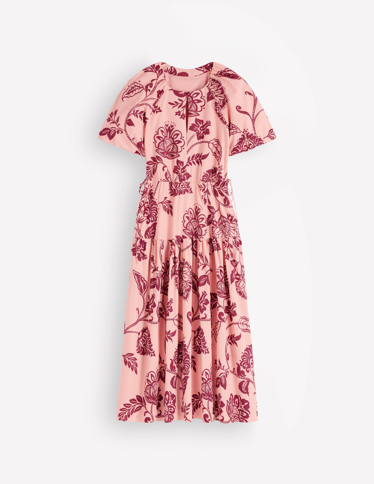 Baumwollkleid mit Kordelzug an der Taille-Kreiderosa, Bepflanzte Wiesen-5