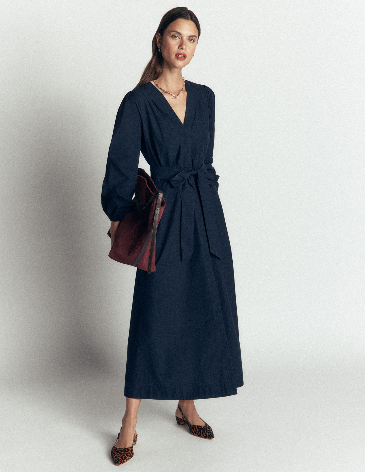 Robe midi Nicola en coton-Bleu marine - Image 4