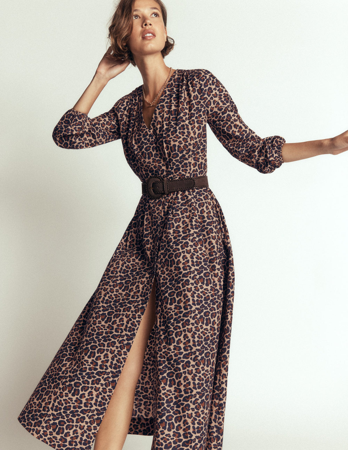 Robe midi Nicola en coton-Camel, motif Animal Fields - Image 4