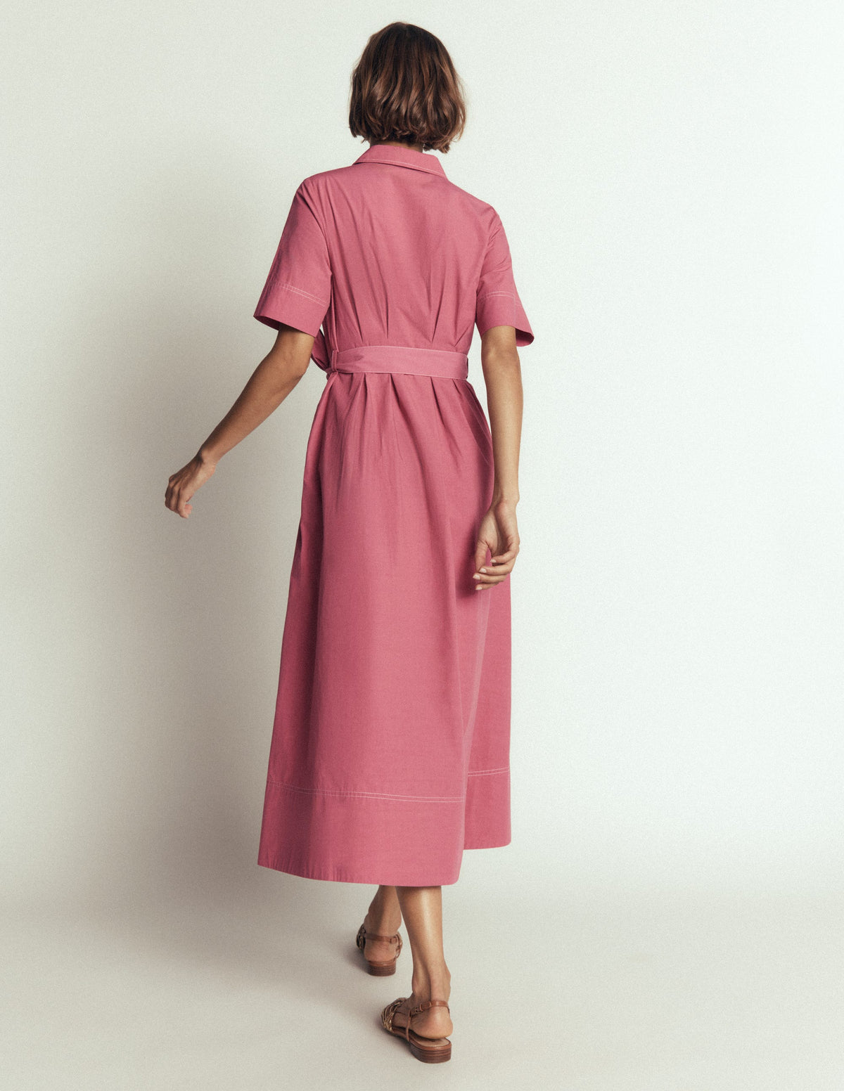 Sarah Midi-Hemdblusenkleid aus Baumwolle-Rosa Heide-3