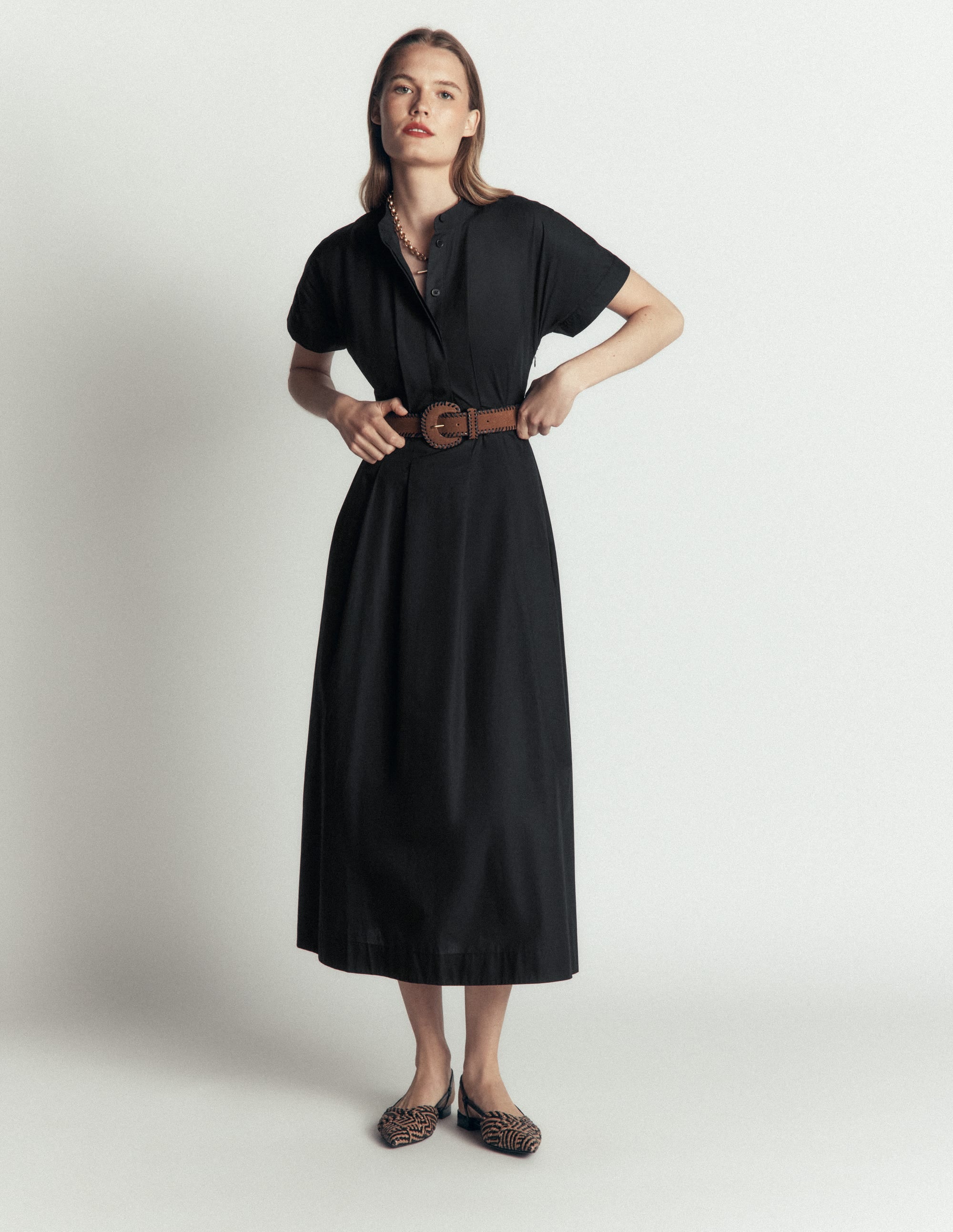 Midikleid aus einem Schnittteil-Schwarz - Image 1