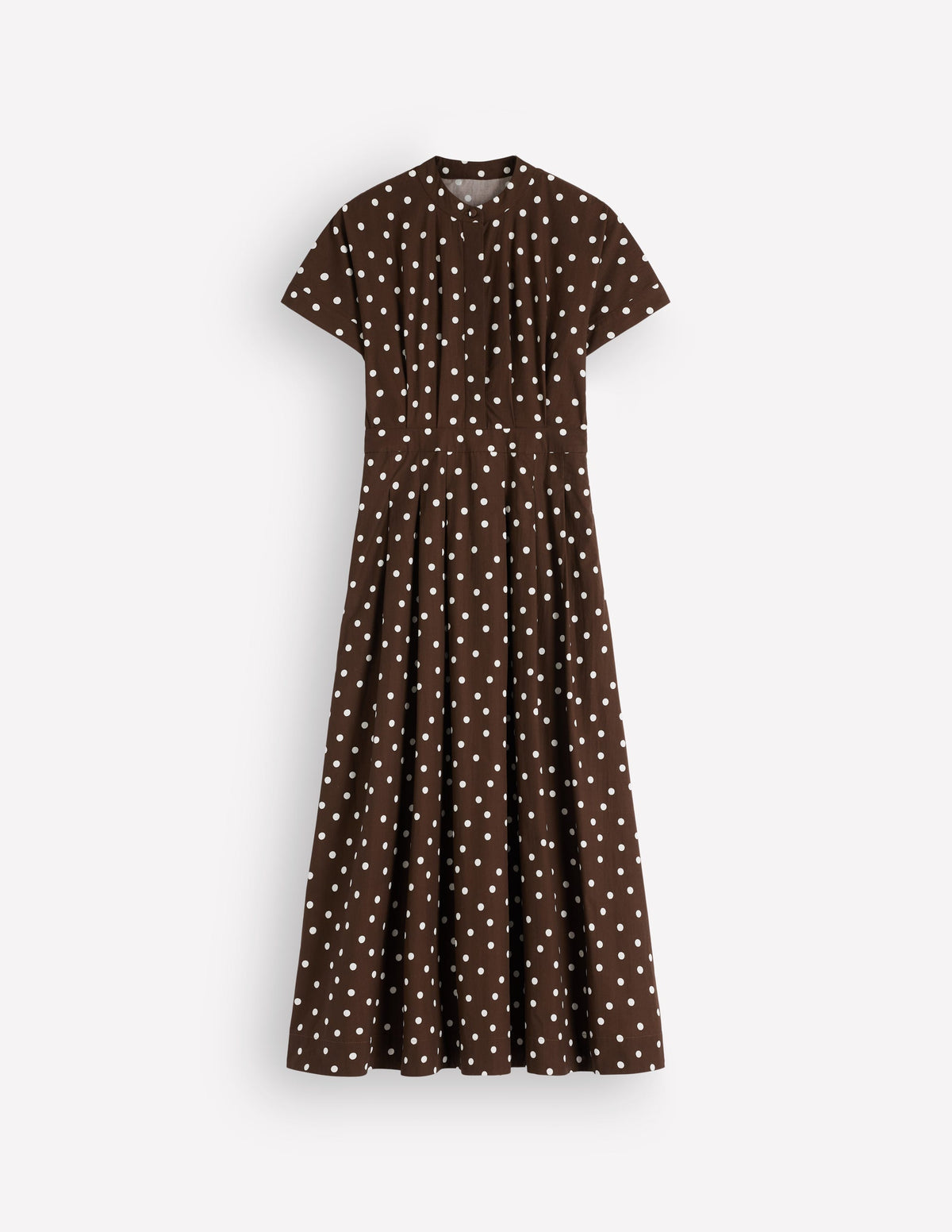Robe midi à manches sans coutures-Terre d’ombre, pois peints espacés-6