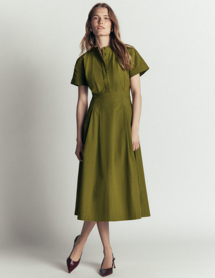 Robe midi à manches sans coutures-Olive