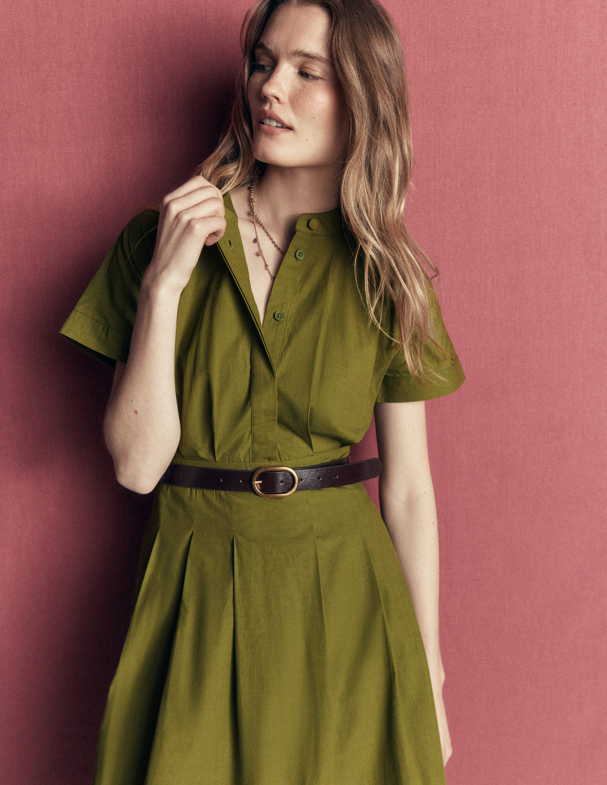 Robe midi à manches sans coutures-Olive - Image 2