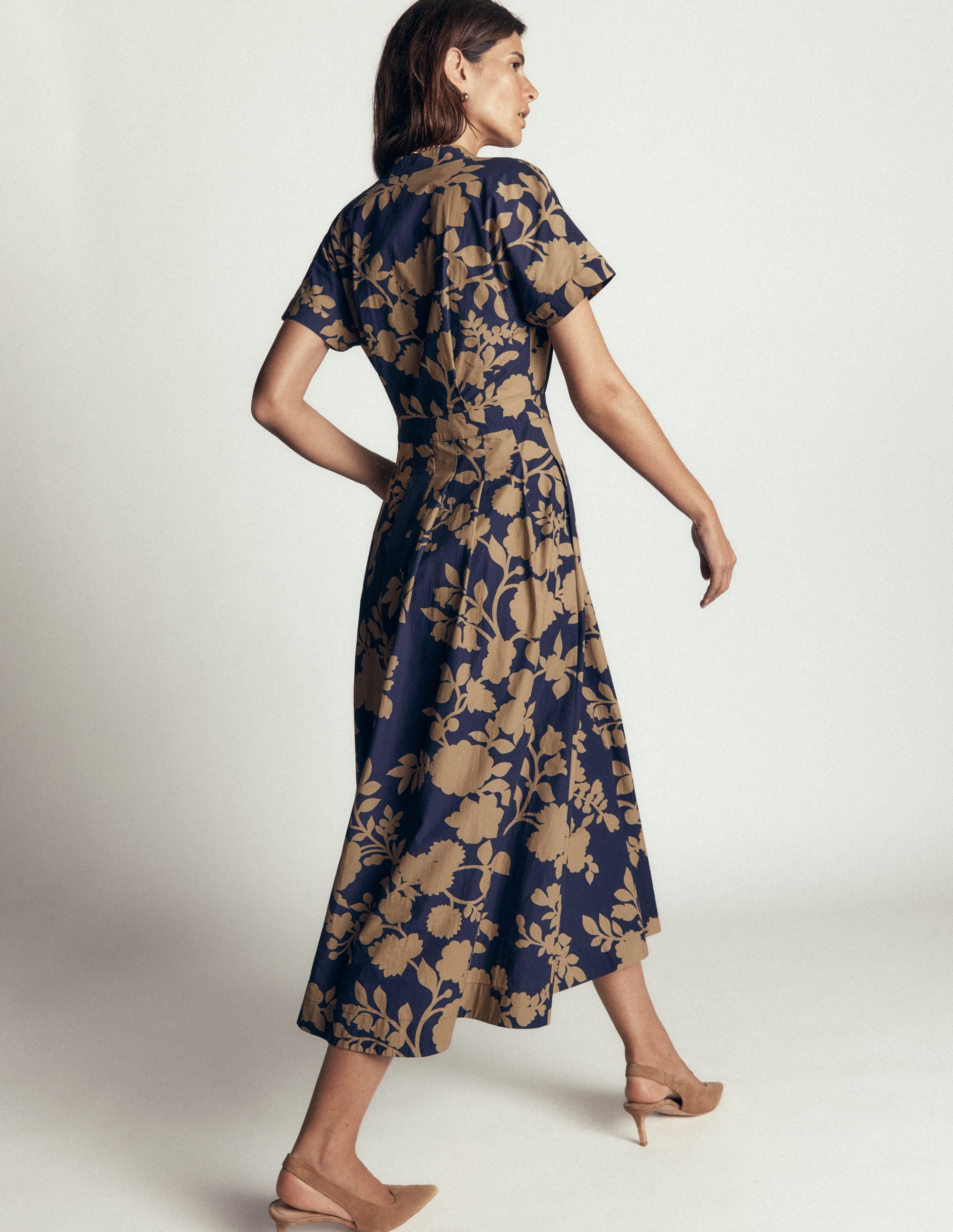 Midikleid aus einem Schnittteil-Französisches Marineblau, Bouquet-Brise - Image 3