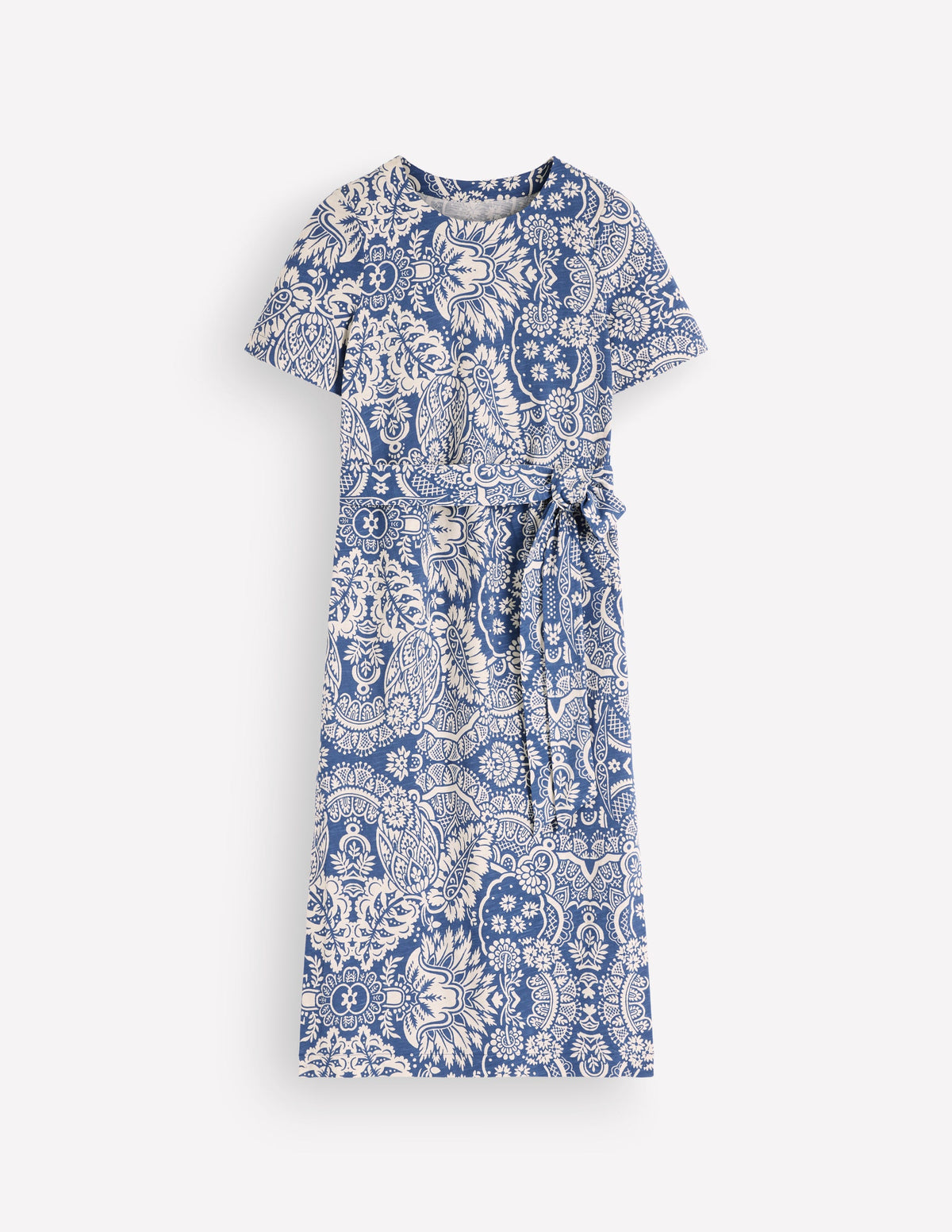 T-Shirt-Midikleid aus Jersey-Ozeanblau, Arabeske Wiesen - Image 6