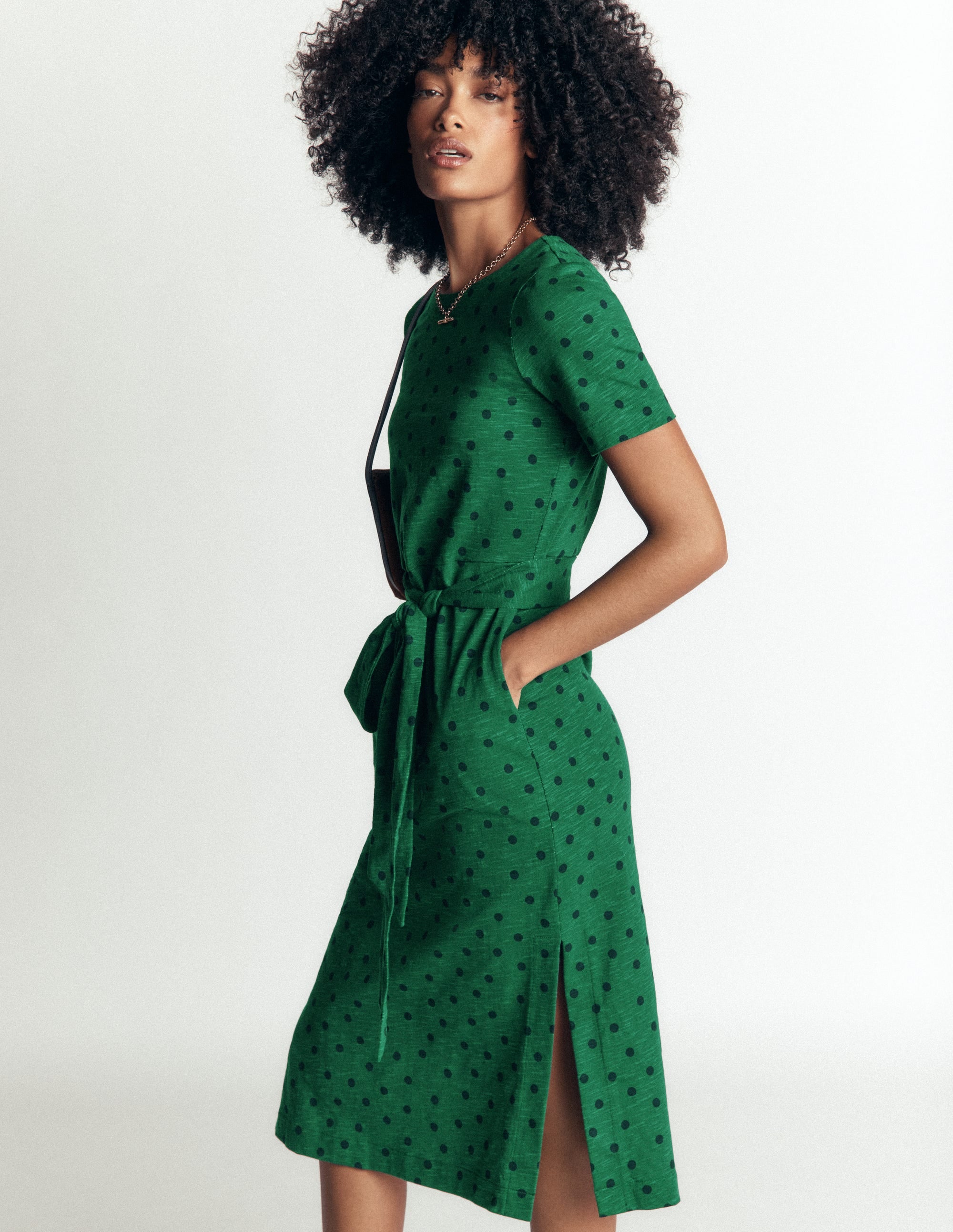 T-Shirt Jersey Midi Dress-Hunter Green, Boden Spot - Image 2