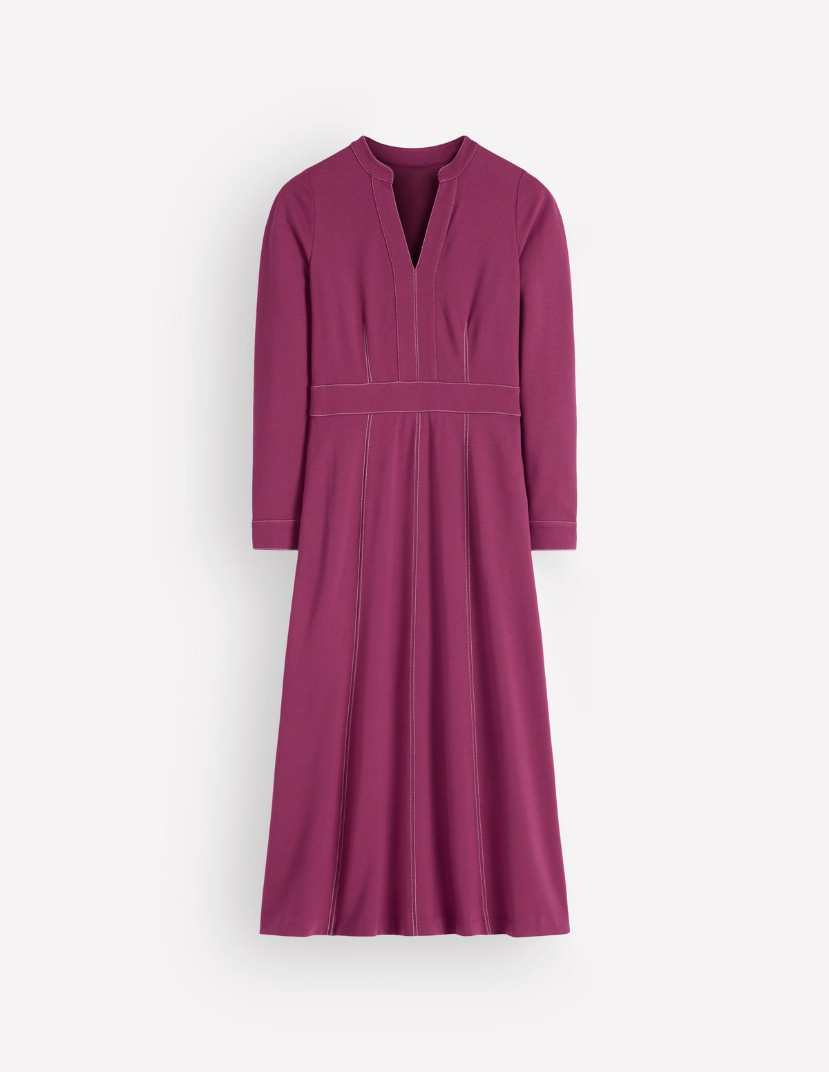 Robe midi Alex en point de Rome à détails contrastants-Coulis de framboise-7