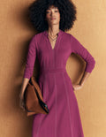 Robe midi Alex en point de Rome à détails contrastants-Coulis de framboise