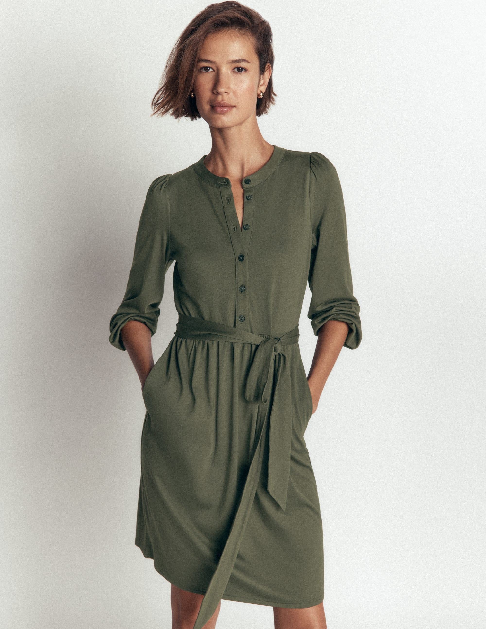 Robe à ceinture Adele en jersey-Vert chrome - Image 1