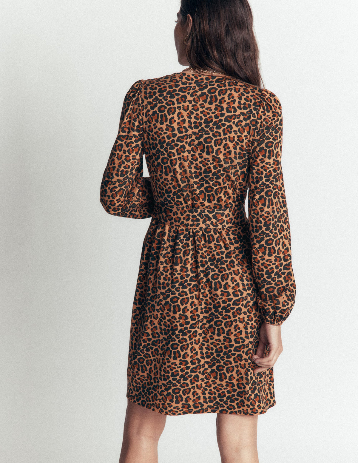 Adele Jerseykleid mit Gürtel-Kamelbraun, Tierfellmuster-3