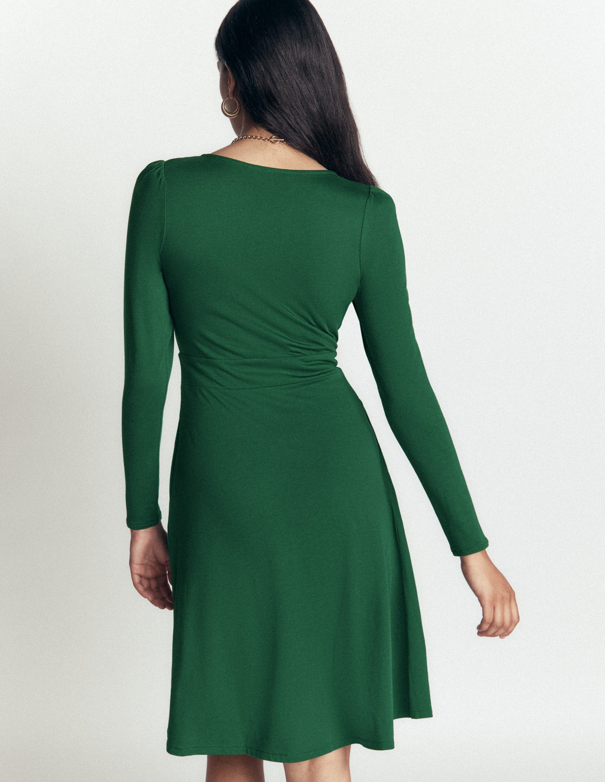 Briony Jersey Short Dress-Hunter Green - Image 3