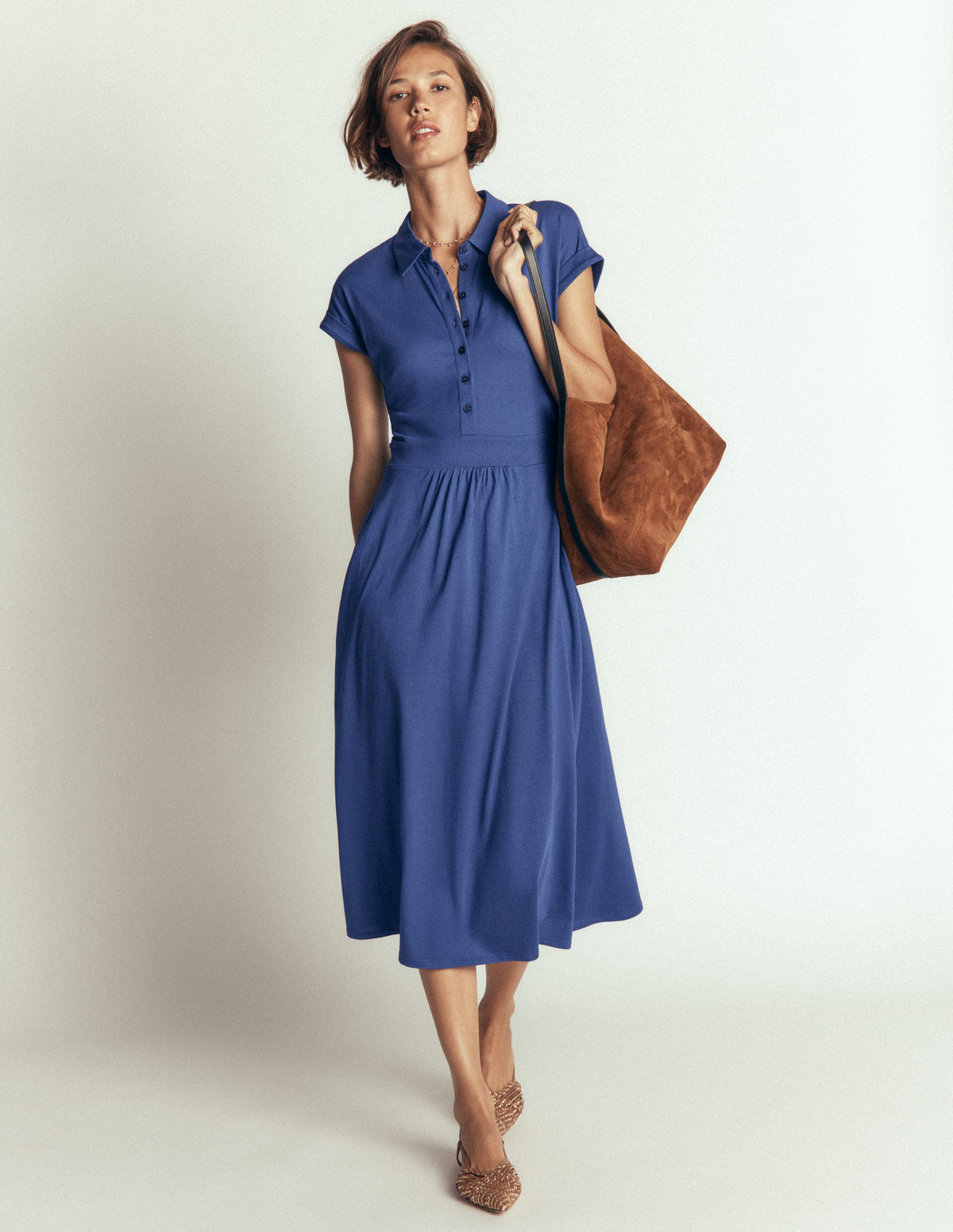 Fae Jersey-Hemdblusenkleid-Denim-Blau - Image 1