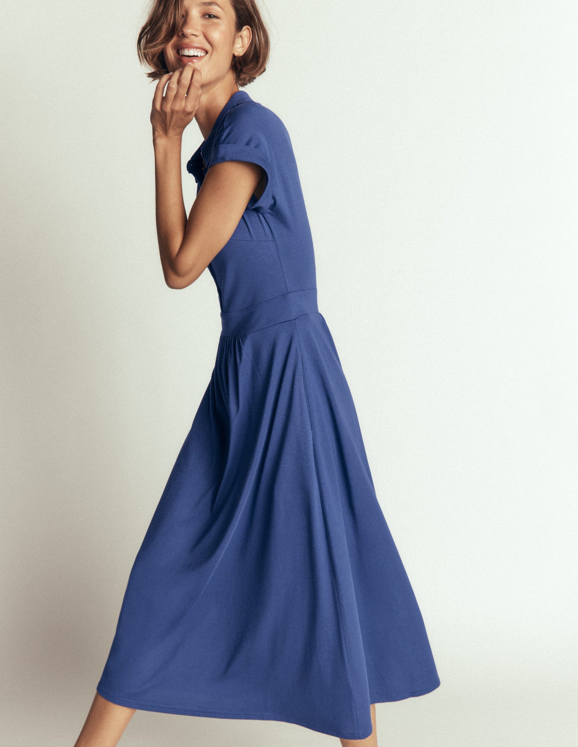 Fae Jersey-Hemdblusenkleid-Denim-Blau-3
