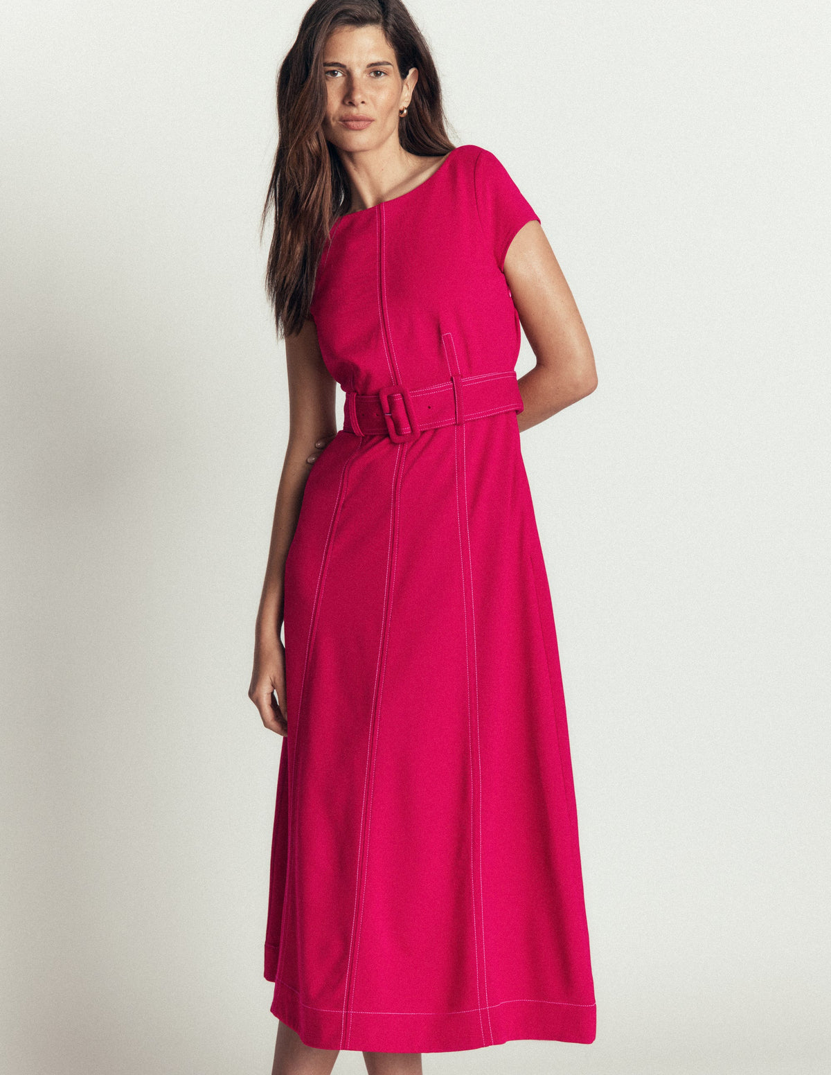 Ponte-Midikleid mit Steppnaht-Granatapfel - Image 1