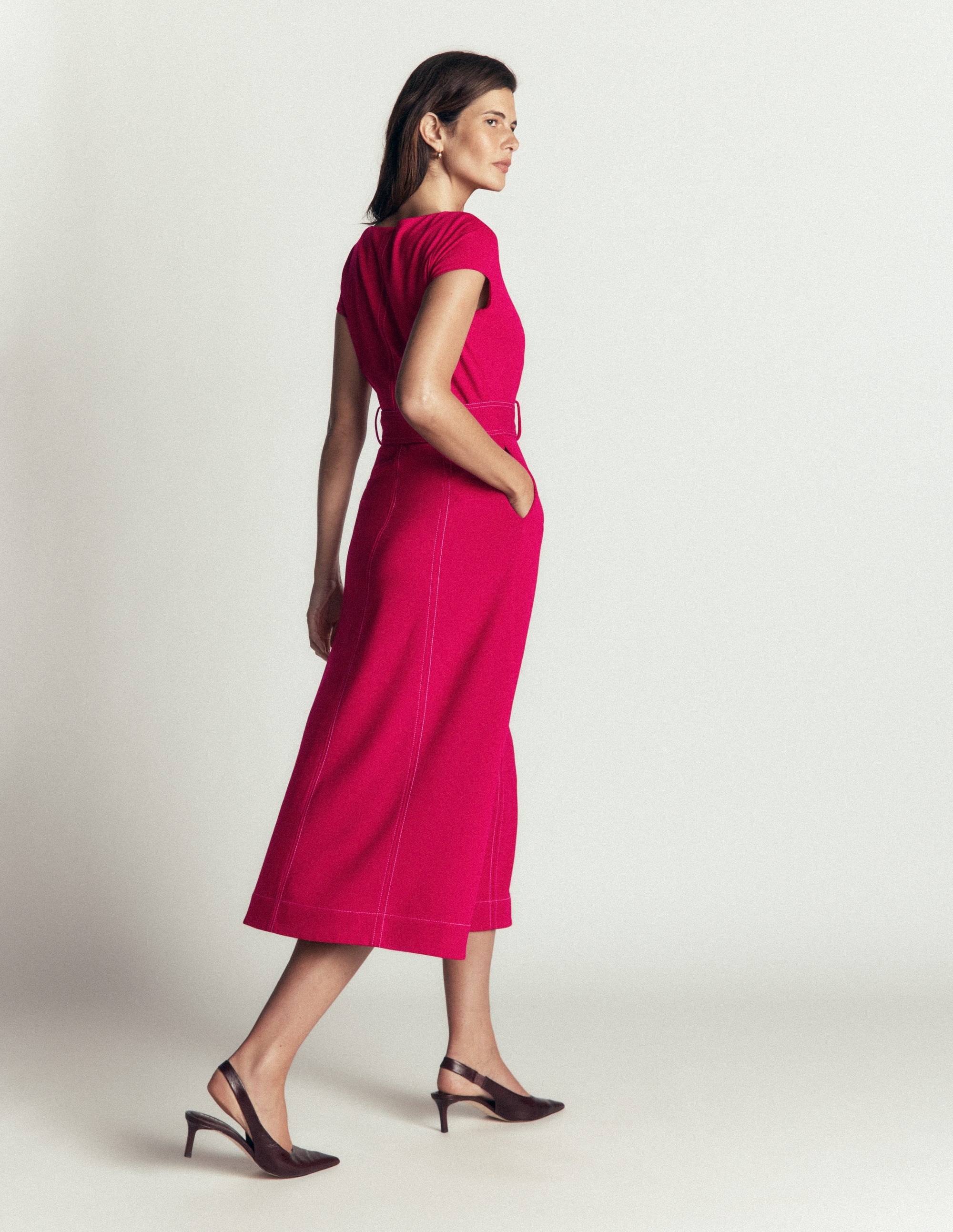 Ponte-Midikleid mit Steppnaht-Granatapfel - Image 3