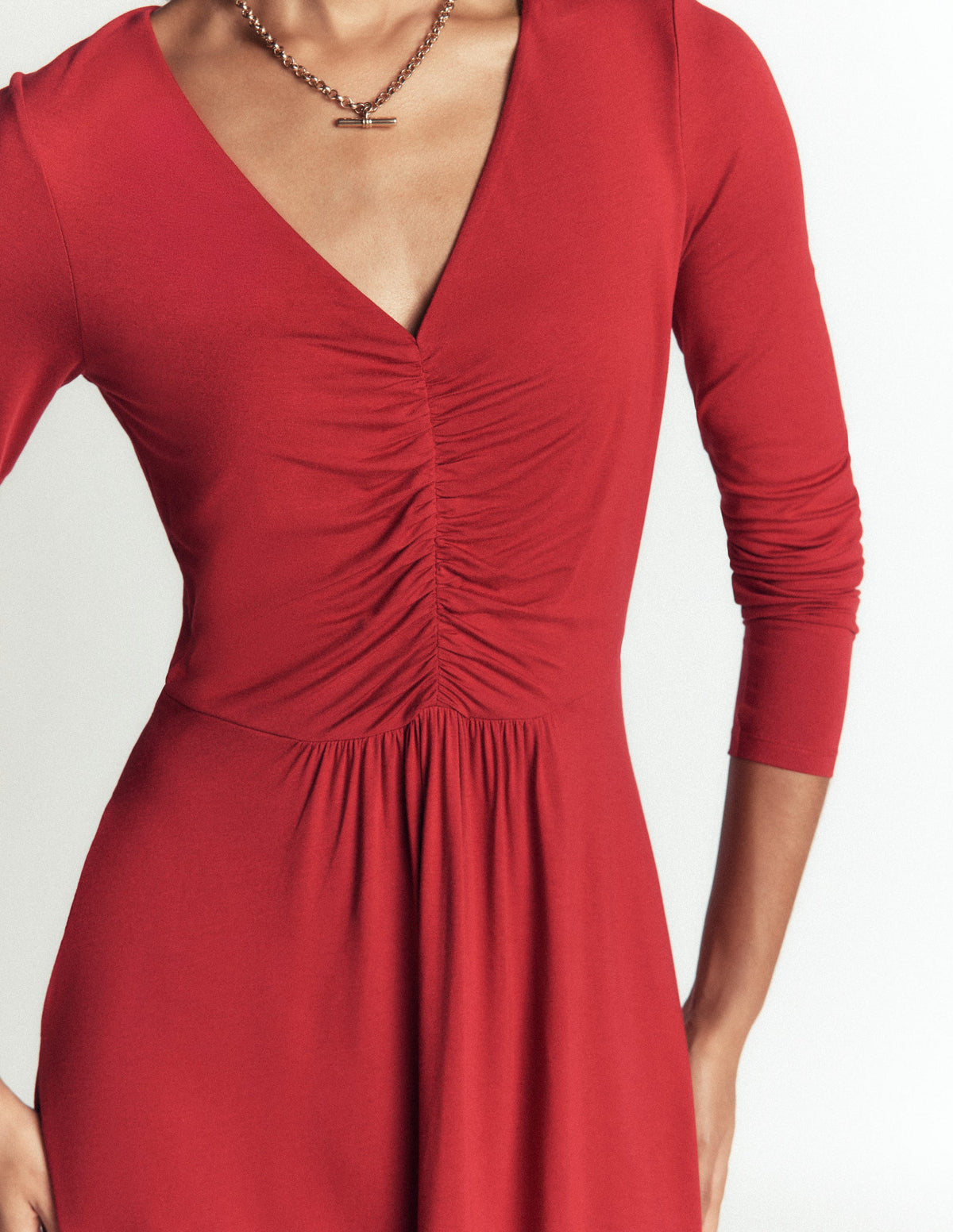 Robe Jasmine froncée en jersey-Pourpre-2