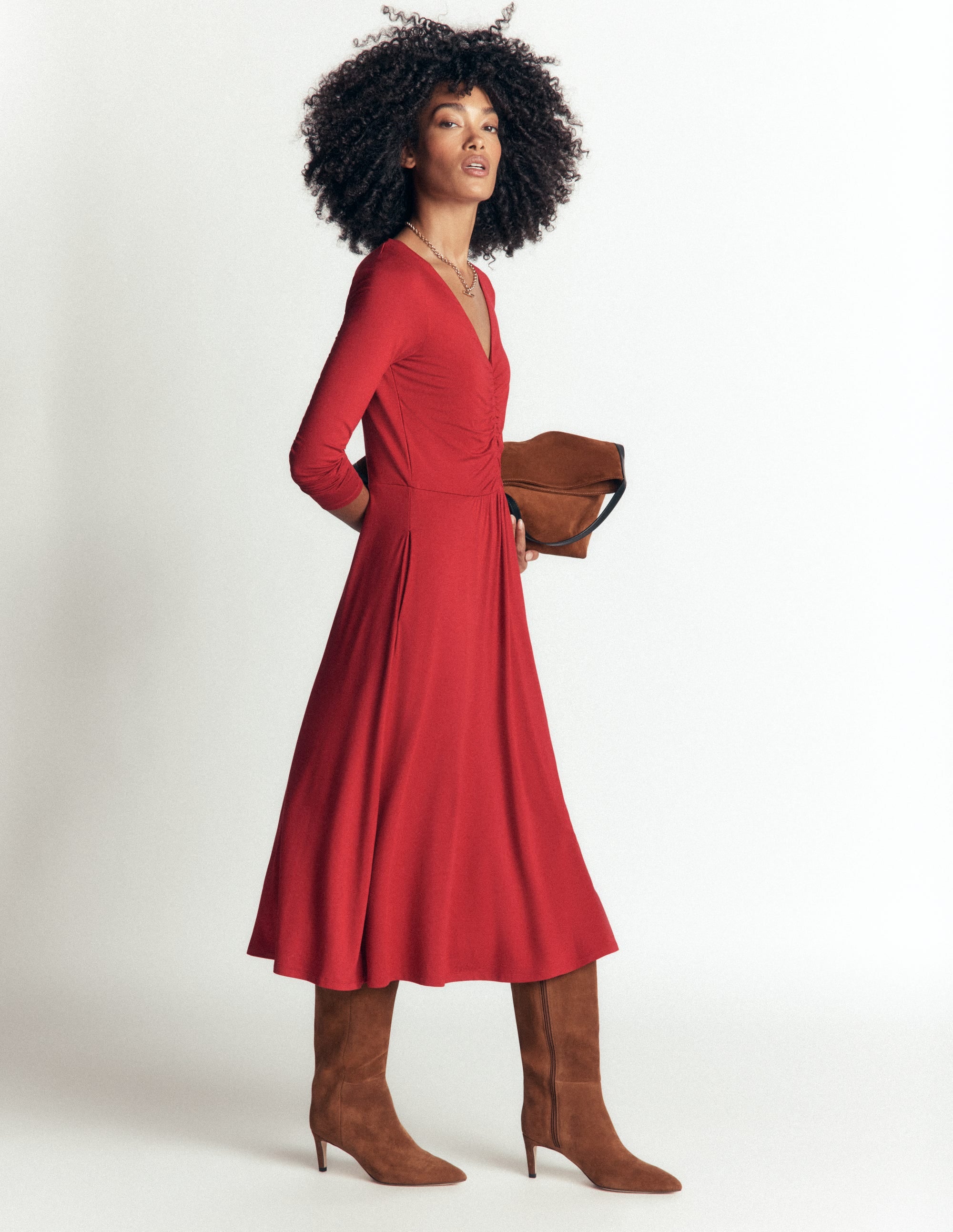 Robe Jasmine froncée en jersey-Pourpre - Image 4