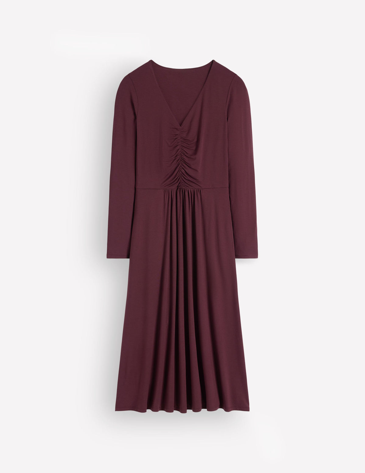 Jasmine Ruched Jersey Dress-Winetasting - Image 5