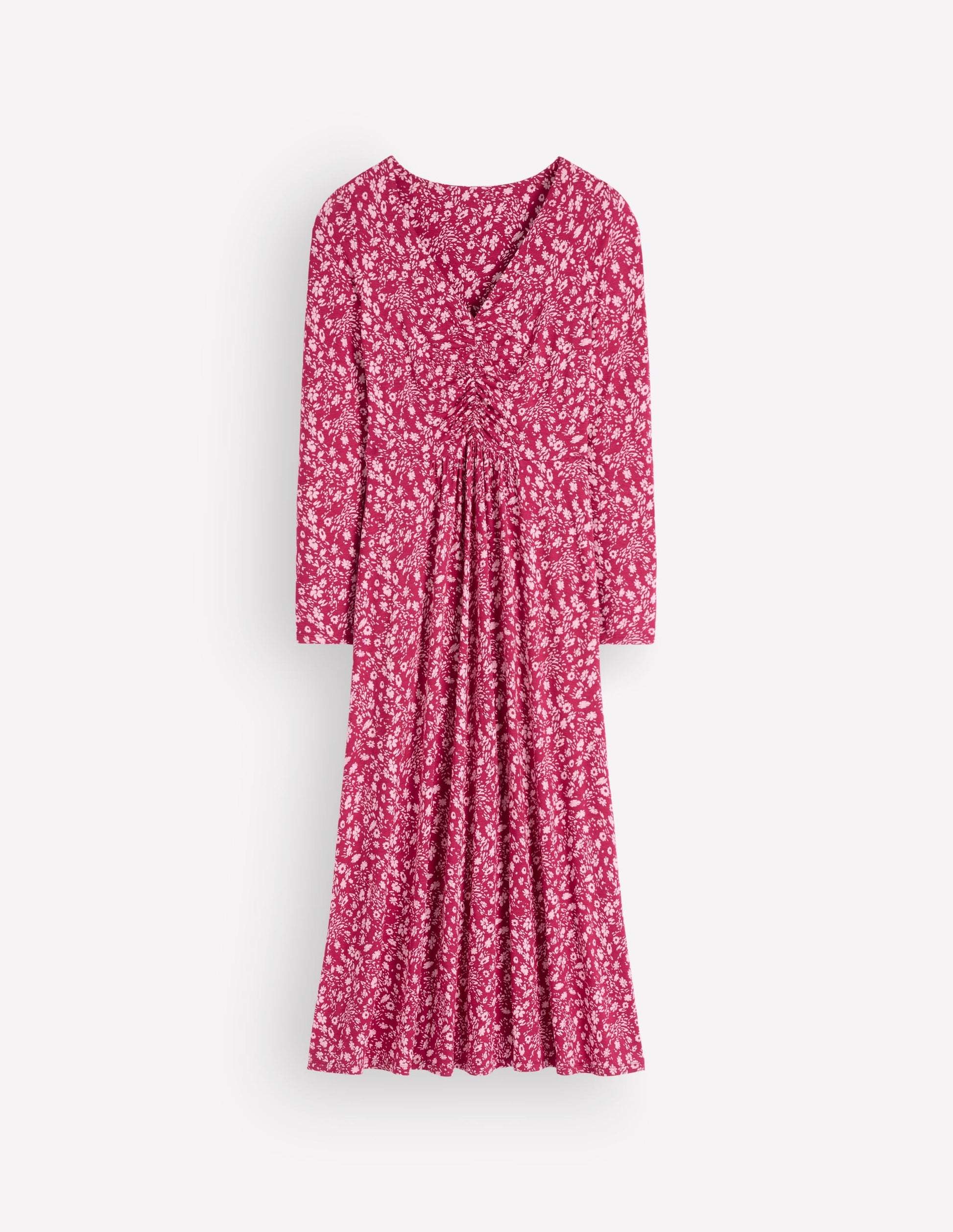 Jasmin Gerafftes Jerseykleid-Süßkirsche, Streublumen-8