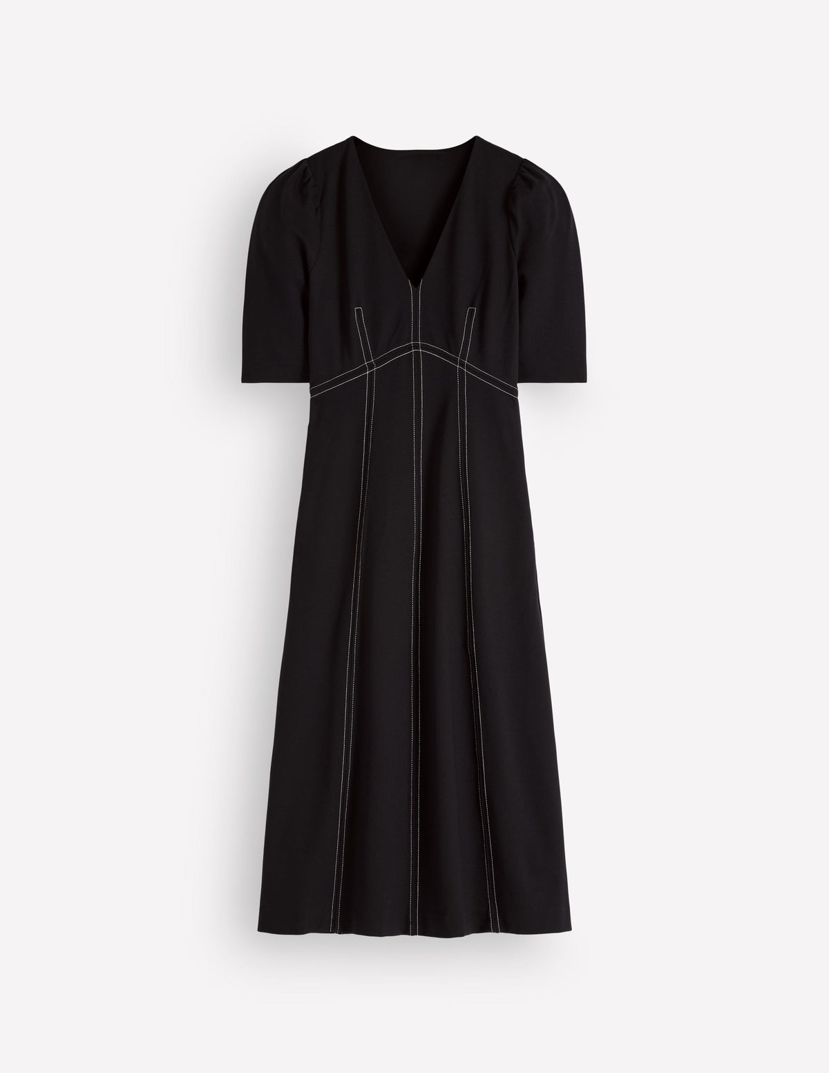 Ponte-Midikleid mit Puffärmeln-Schwarz-6