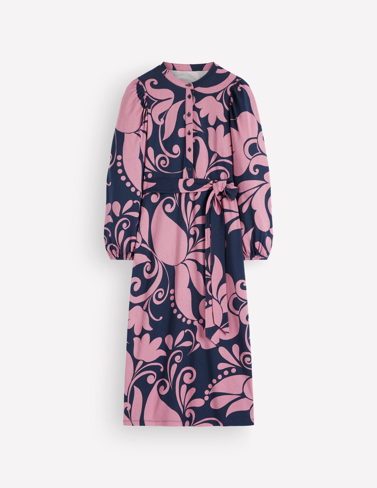 Eli Jersey-Midikleid mit Gürtel-Rosa Heidekraut, Blütenbrise-7
