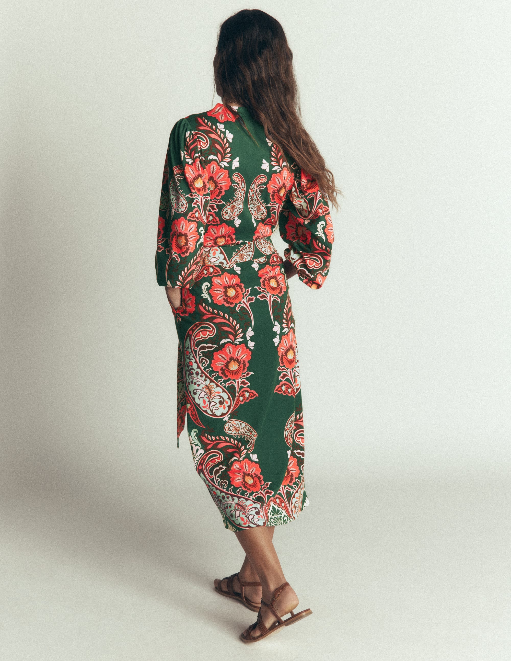 Eli Jersey-Midikleid mit Gürtel-Jägergrün, Boho-Traum - Image 3