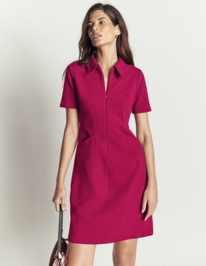 Nia Kurzärmliges Ottoman-Kleid-Rote Beete